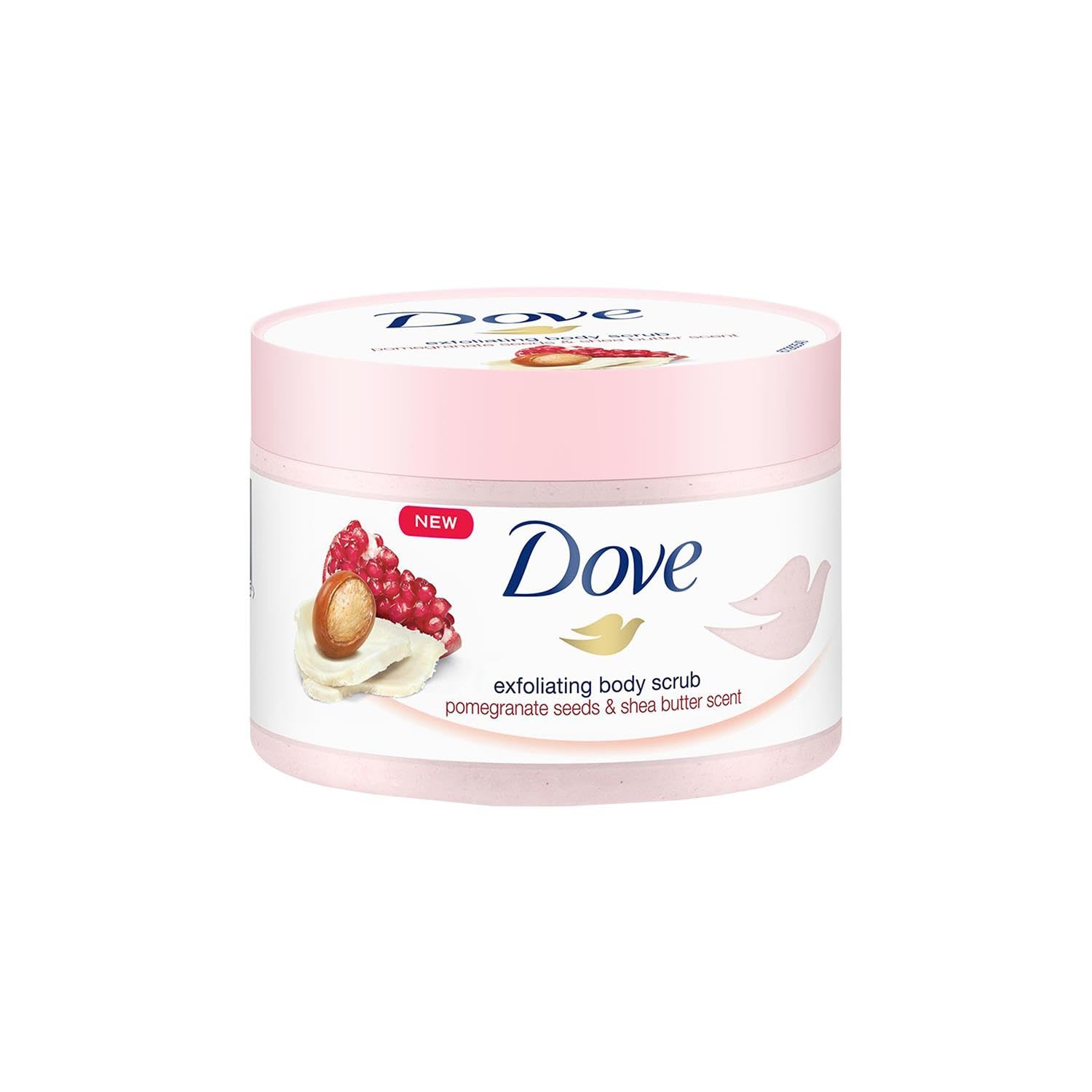 Dove Exfoliating Body Scrub with Pomegranate & Shea Butter - 225ml (2 Pack) - Deep Cleansing & Moisturizing for Smooth Skin - Perfect for Shower, Spa & Self-Care Routine