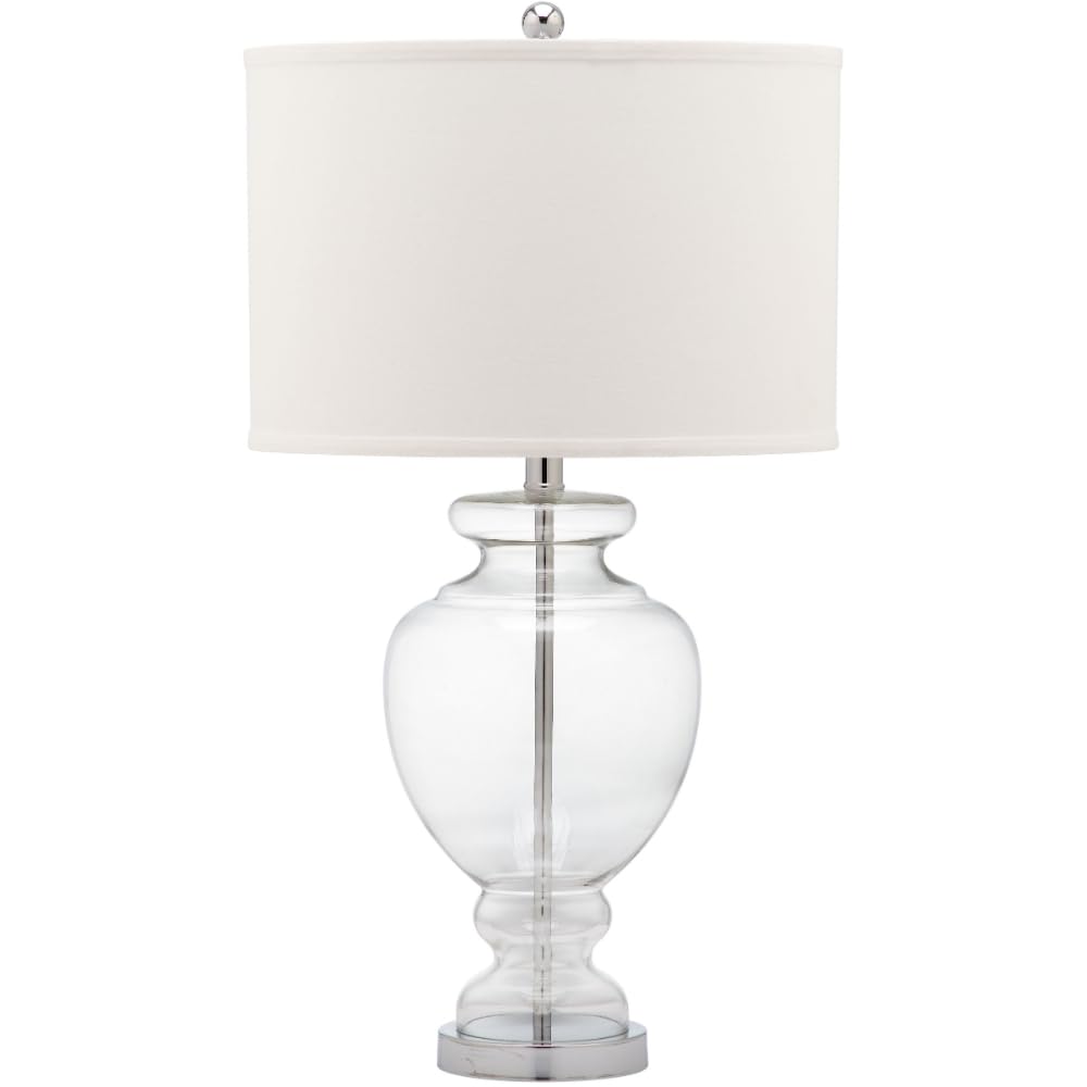Safavieh Lighting Collection - Set of 2 Clear Glass & Off-White Table Lamps for Living Room, Bedroom, or Office Decor