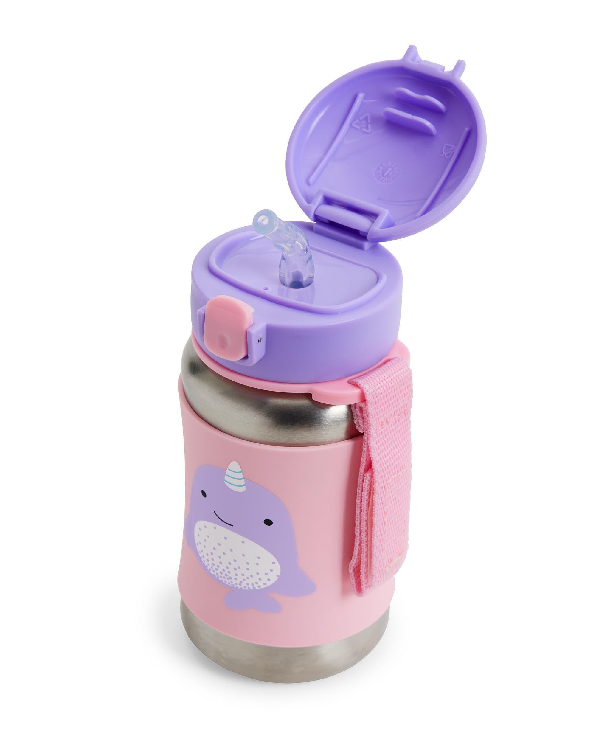 Skip Hop Zoo Stainless Steel Straw Bottle - Insulated Kids Water Bottle with Leak-Proof Lid, BPA-Free & Eco-Friendly - Perfect for School, Travel & Outdoor Activities
