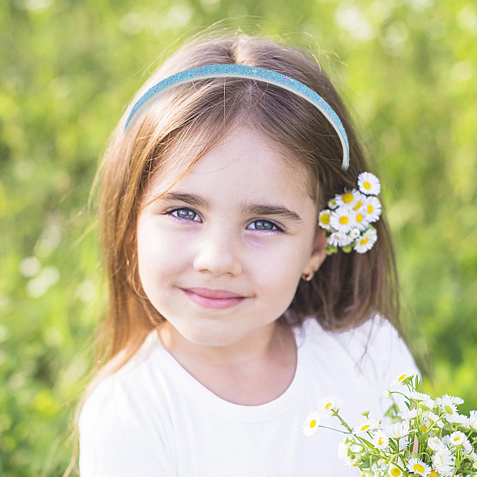 Sparkly Glitter Headbands for Girls - 4 Pack Non-Slip Thick Plastic Hair Bands with Teeth - Rainbow Confetti Chunky Hair Accessories for Kids & Teens - Perfect for Parties, School, and Everyday Wear