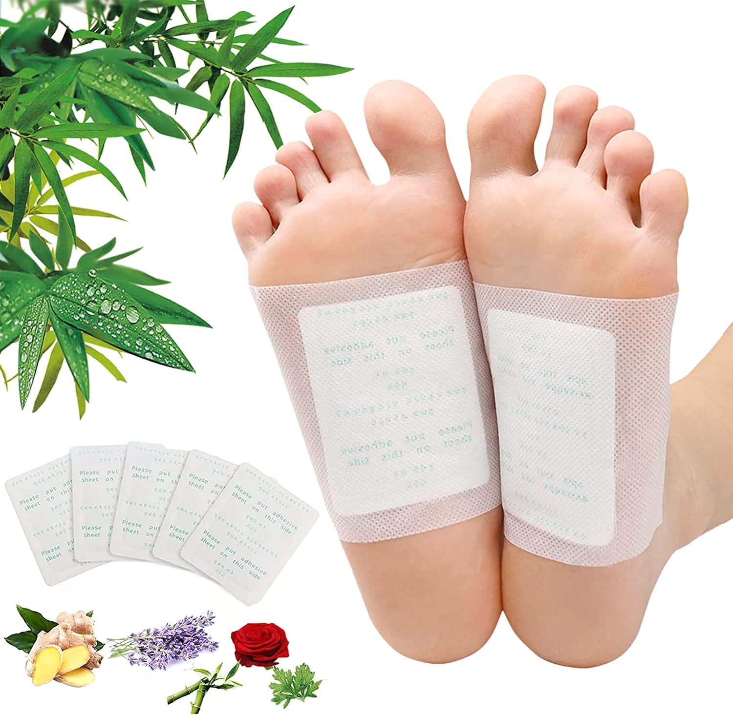 Kwinto Organic Detox Foot Pads - Natural Ginger Foot Patches for Stress Relief & Better Sleep, Pain-Free Adhesive Pads for Body Cleansing & Toxin Removal (10 Pads) - Perfect for Nighttime Relaxation & Wellness Routine