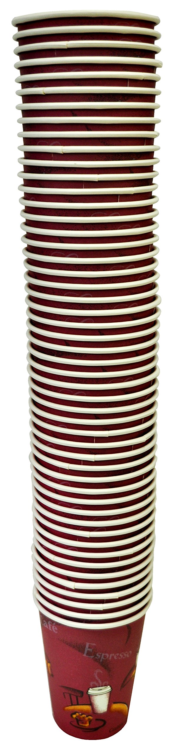 SOLO 12 oz Maroon Bistro Design Paper Hot Drink Cups - 50 Pack for Coffee, Tea, Hot Chocolate - Perfect for Cafes, Offices, and Home Use