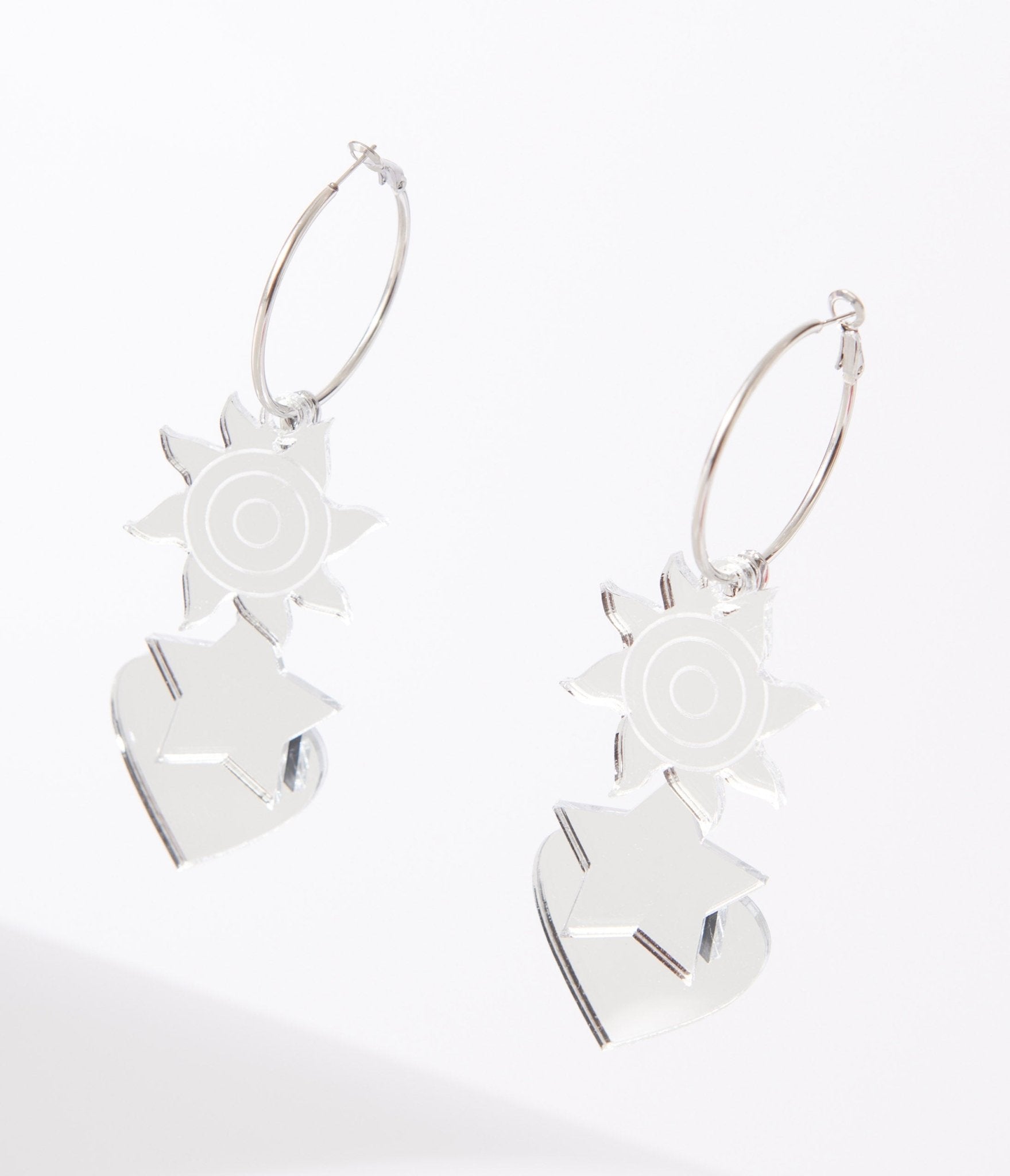 Stylish Silver Mirror Acrylic Magic Hoop Earrings for Women - Trendy Fashion Jewelry for Parties, Weddings & Everyday Wear