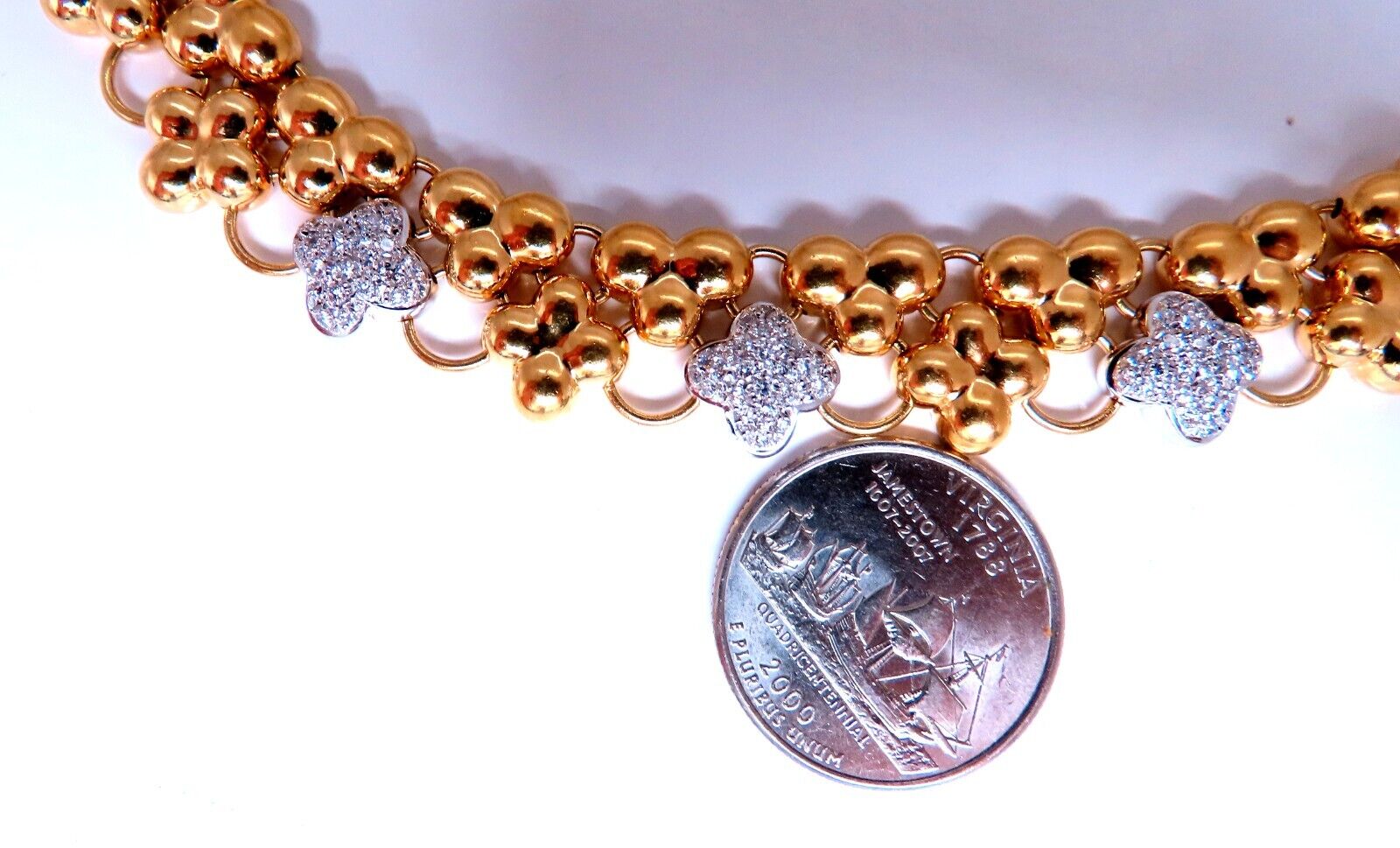 2 Carat Natural Diamond Clover Link Necklace in 18K Gold - Elegant Gift for Anniversary, Birthday & Special Occasions