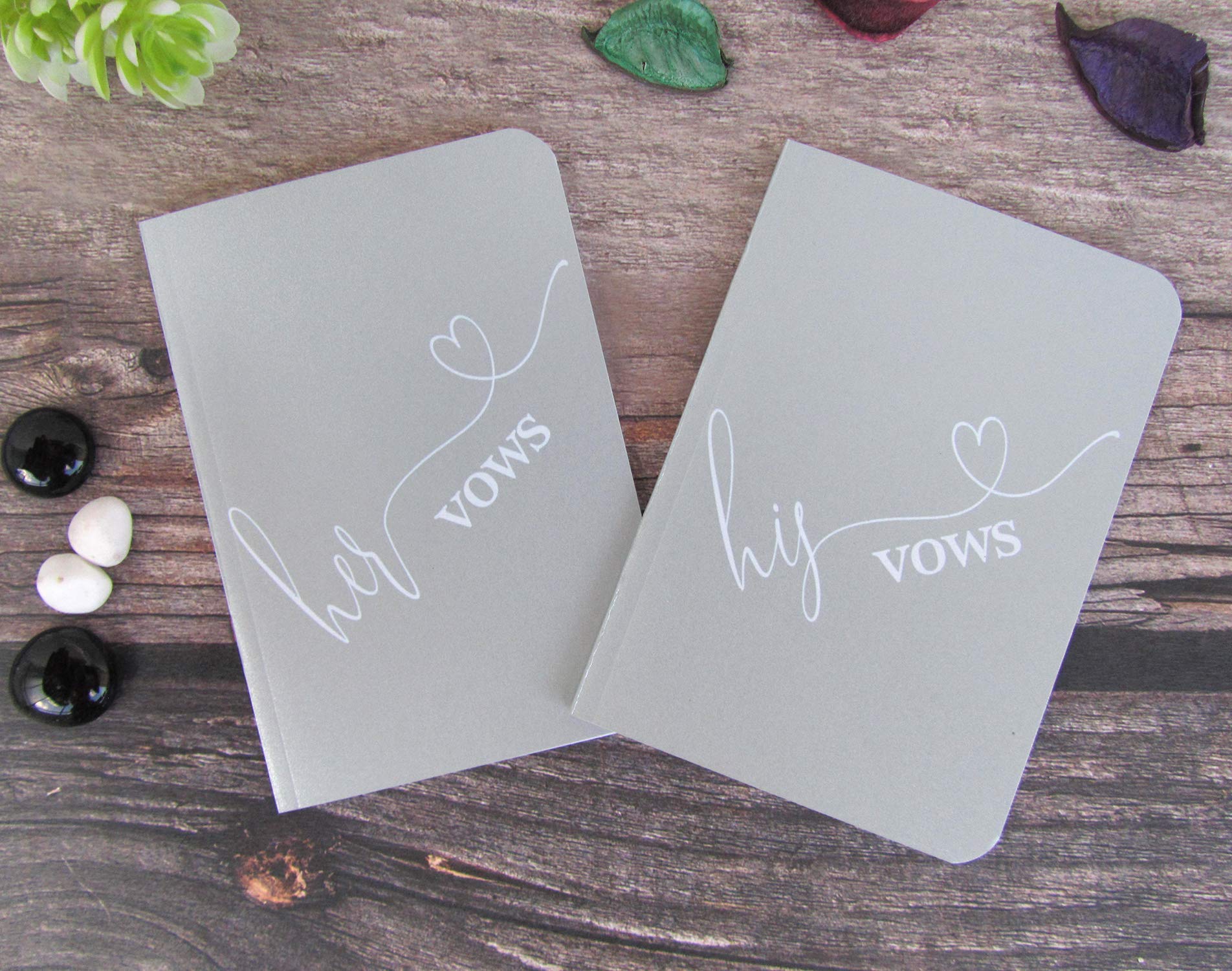 Modern Wedding Vow Books Set - Gray Vow Booklets for Ceremony & Keepsake