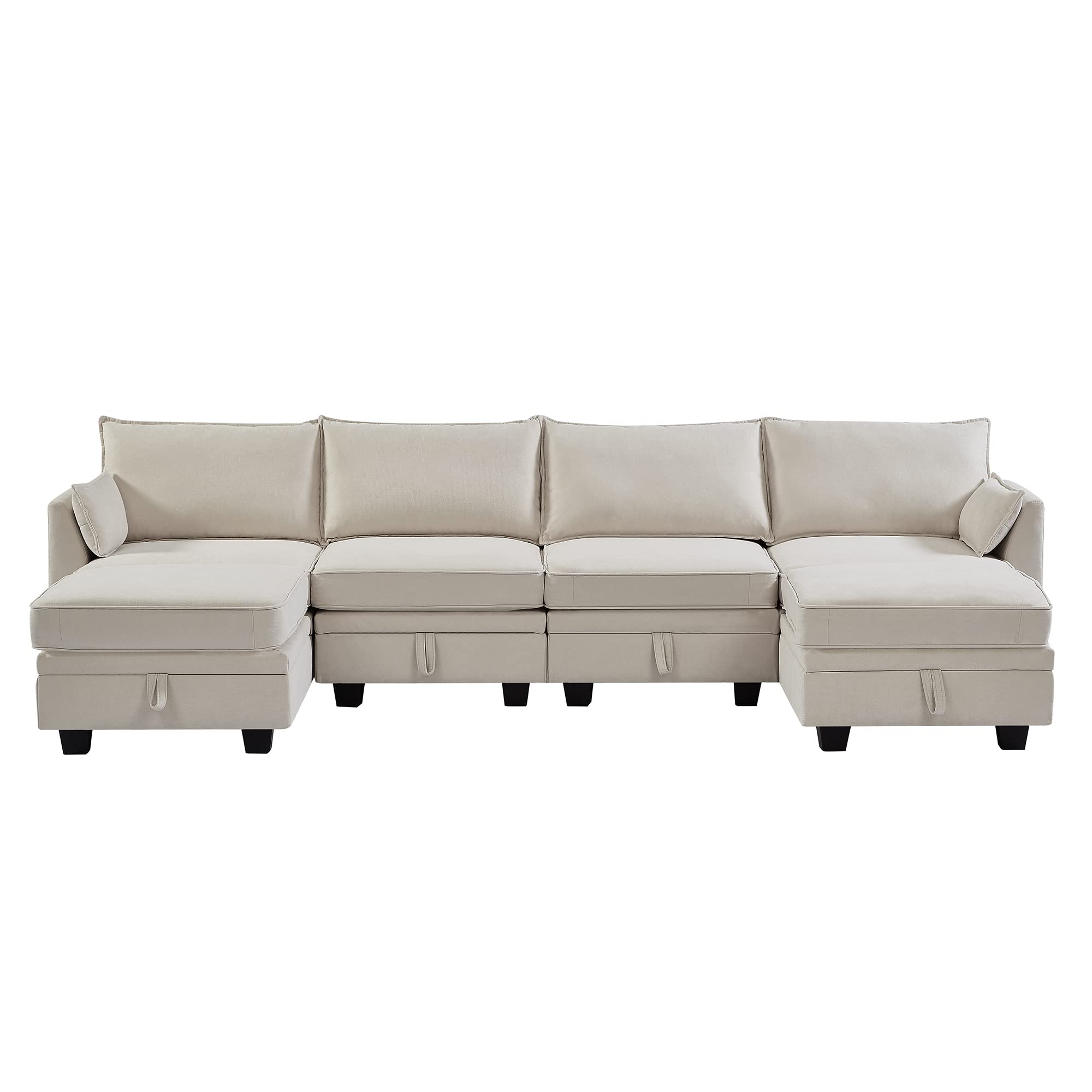 **Large Modular Sectional Sofa - U-Shaped 6-Seater Convertible Sleeper Sofabed with Storage | Soft Upholstered Symmetrical Design for Home, Office, Apartment & Living Room | Perfect for Family Gatherings, Movie Nights & Guest Accommodation**
