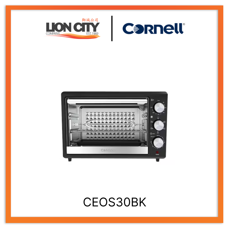 Cornell CEOS30BK 30L Electric Oven - 1500W Countertop Convection Oven with Rotisserie & Timer - Perfect for Baking, Roasting, and Broiling in Home Kitchen