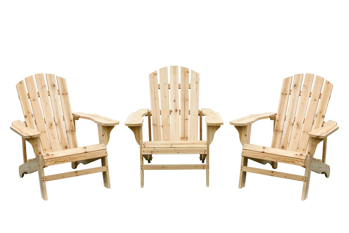Premium 3-Piece Adirondack Chair Set - Solid Wood Patio Furniture for Deck, Porch, Garden & Backyard | Outdoor Relaxation & Entertaining