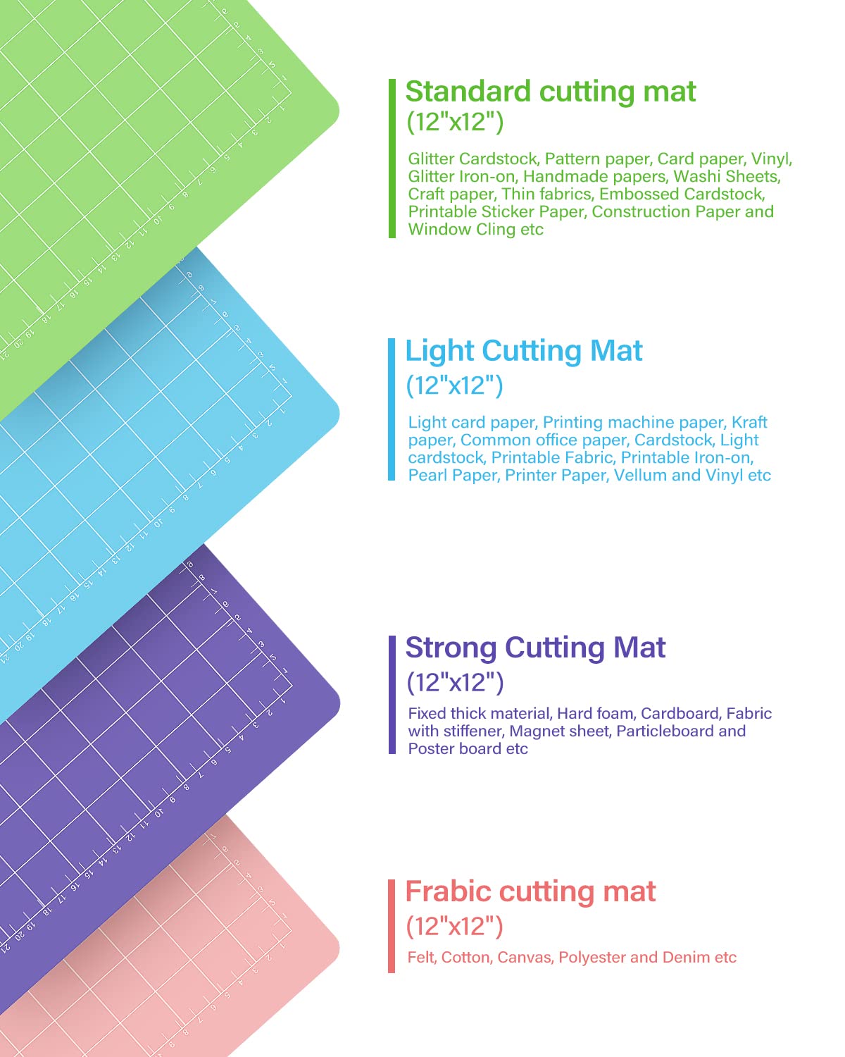 Premium 12-Pack 12x12 Cutting Mats for Cricut Maker 3, Maker, Explore 3, Air 2, Air & One - Sticky Grip Fabric Mats Replacement Accessories for Silhouette & Cricket - Perfect for DIY Crafts, Scrapbooking & Card Making Projects