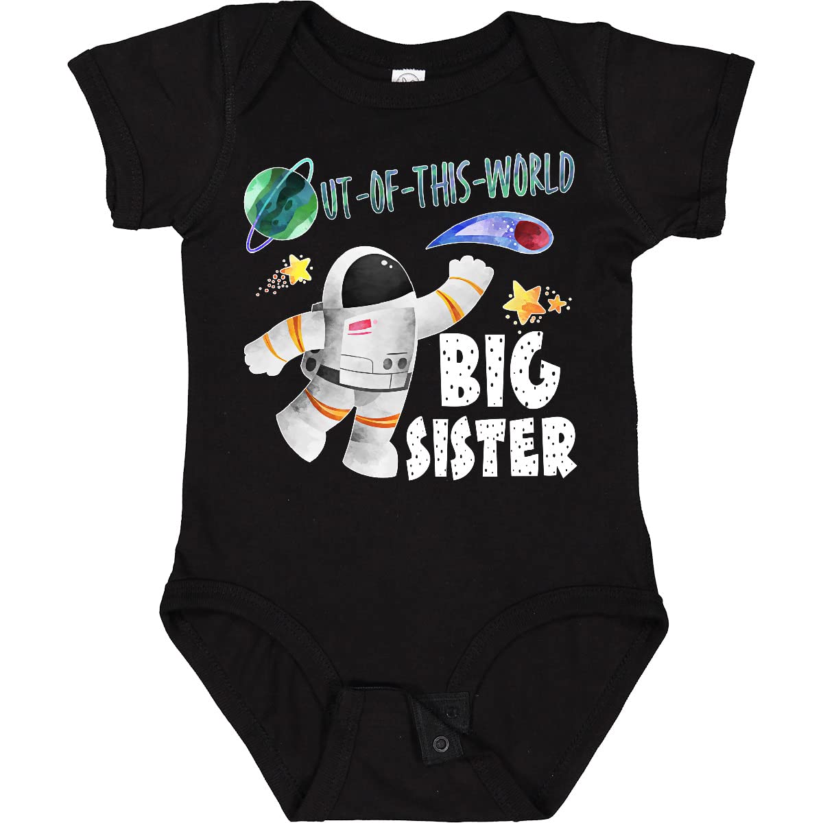 Inktastic Out of This World Big Sister Astronaut in Space Baby Bodysuit - Cute Astronaut-Themed Onesie for Newborns & Infants - Perfect for Sibling Matching, Space-Themed Parties & Photo Shoots