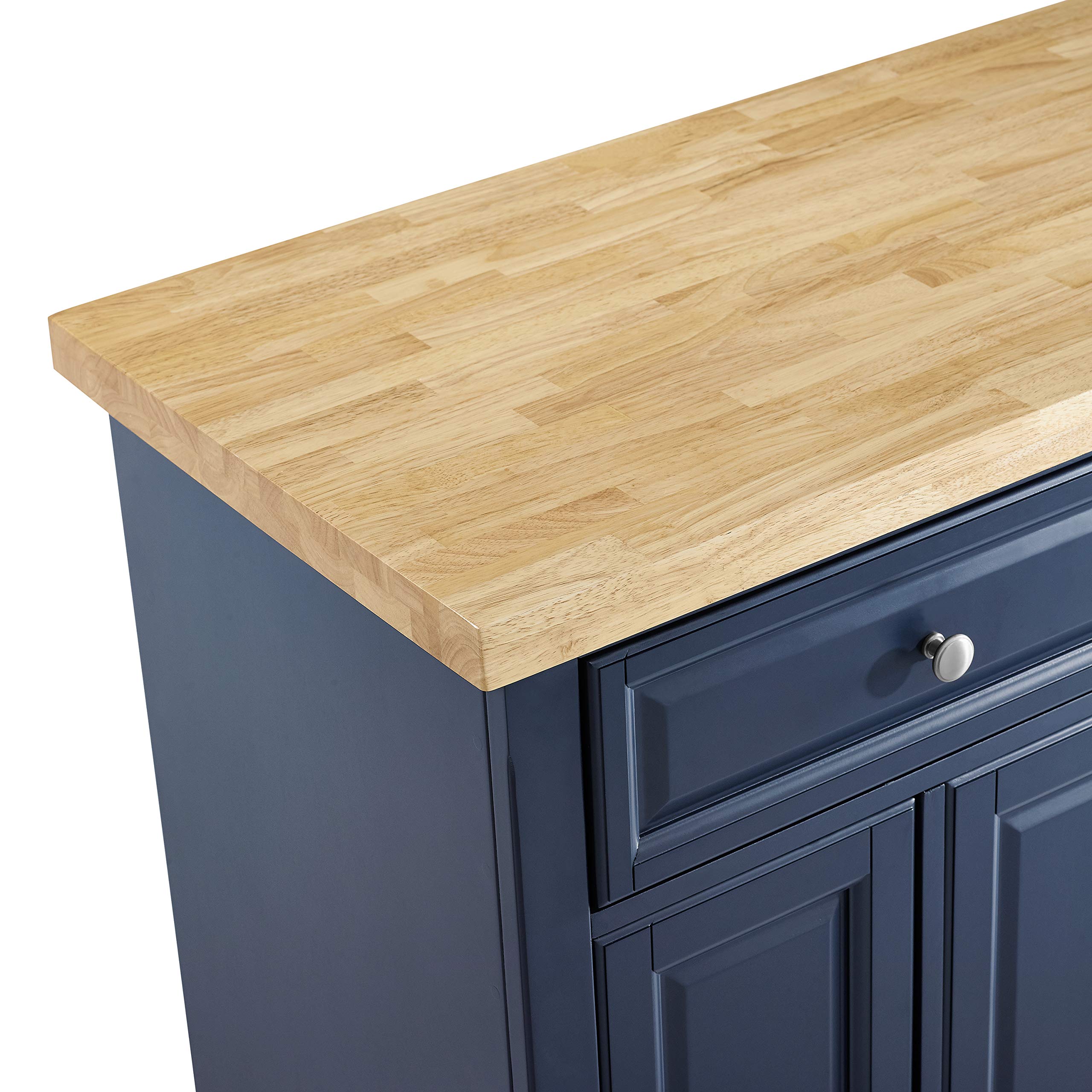 Crosley Furniture Madison Kitchen Island with Storage Shelves & Drawers - Microwave Stand, Coffee Bar Organizer - Navy Blue for Modern Farmhouse & Small Kitchen Spaces