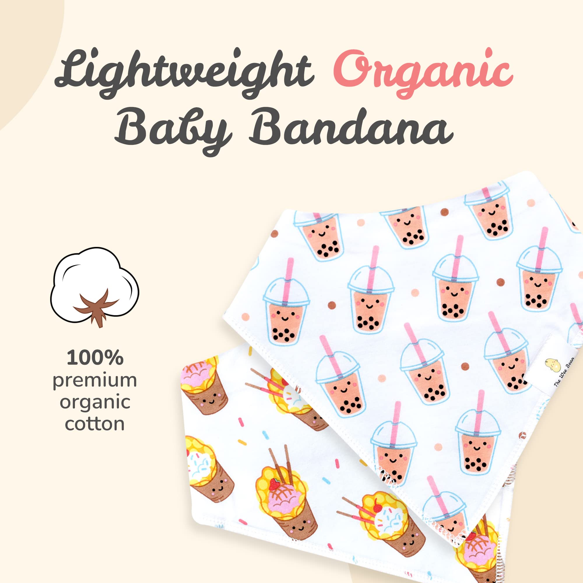 Organic Cotton Bandana Bibs 2-Pack for Babies - Soft Unisex Drool Bibs for Boys & Girls - Perfect for Teething, Drooling & Mealtime - Cute & Absorbent Baby Accessories