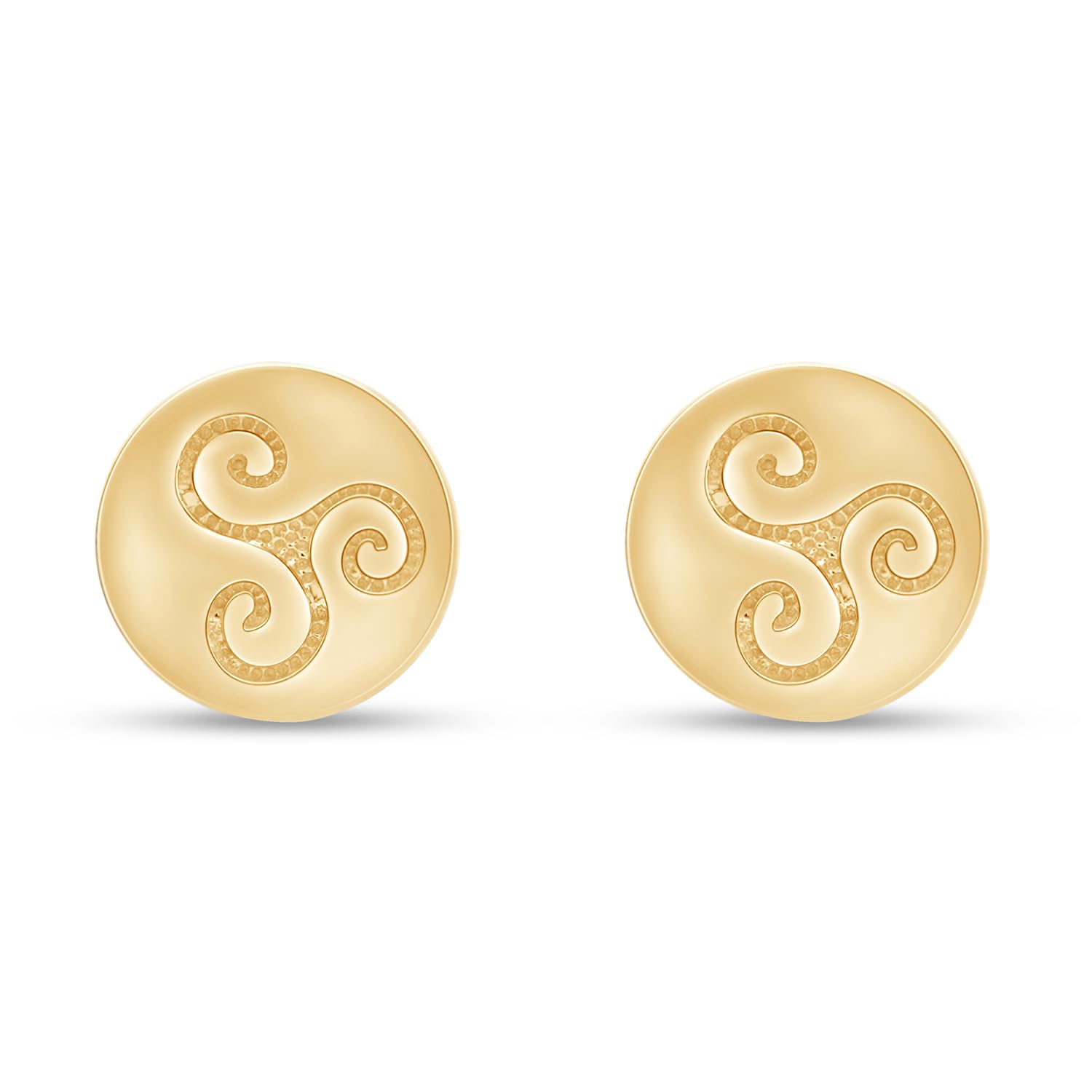 14K Gold Plated 925 Sterling Silver Celtic Spiral Triskele Symbol Stud Earrings for Women | Minimalist & Delicate Jewelry Gift for Birthday, Anniversary & Everyday Wear