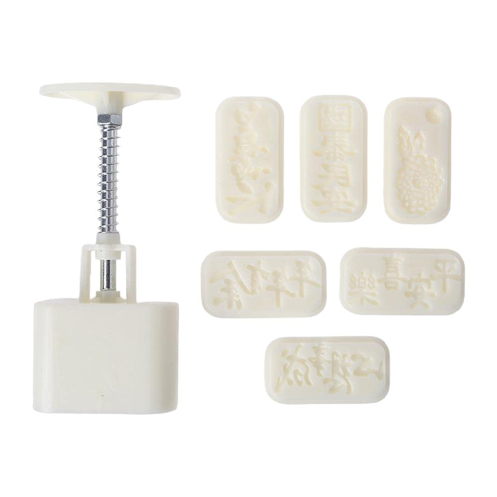 Premium Fujiang Chinese Blessing Pineapple Cake Mooncake Molds - 6 Hand-Pressure Stamps for Traditional Mooncakes, Perfect for Mid-Autumn Festival Baking & Asian Dessert Making