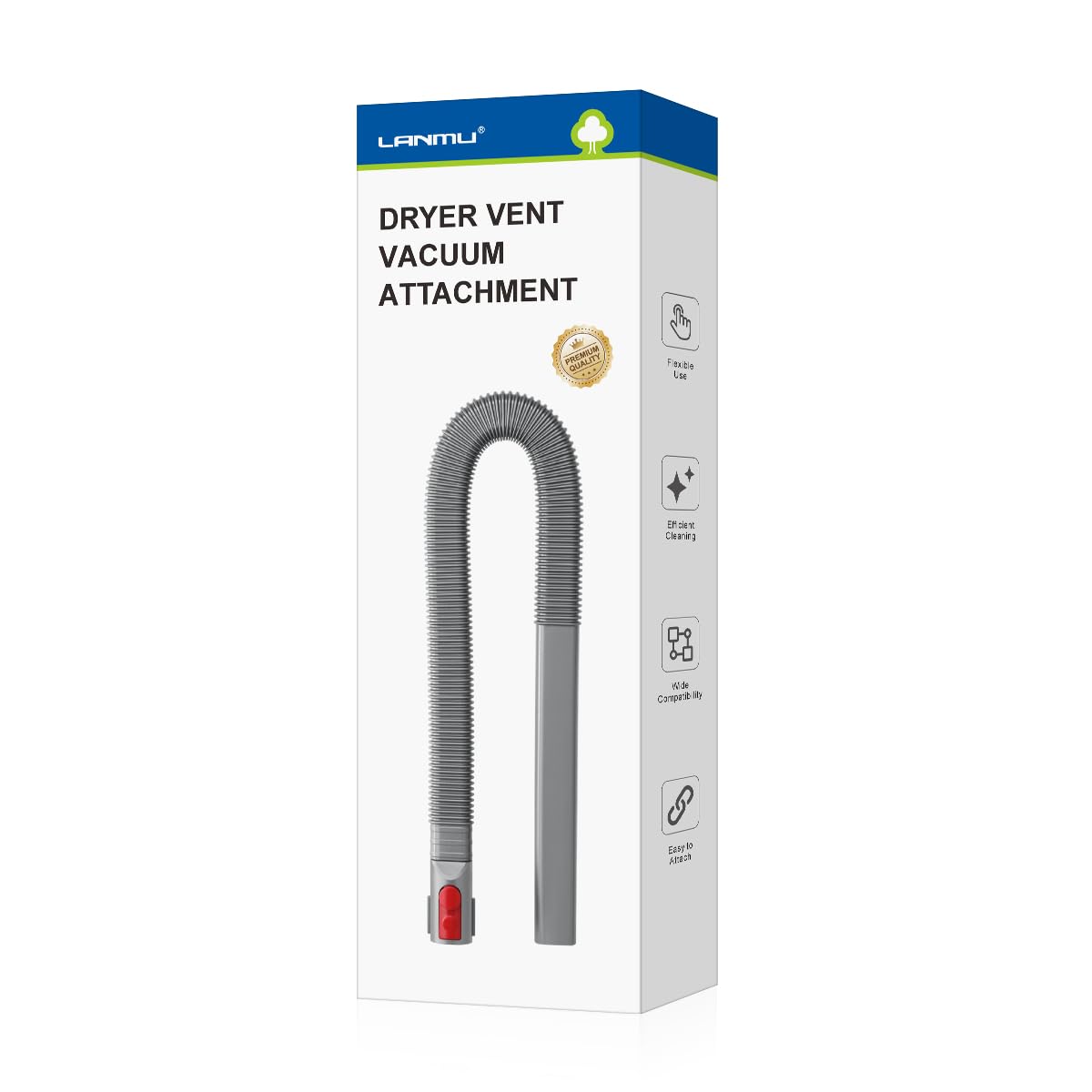 Dyson V15 V12 V11 V10 V8 V7 Vacuum Dryer Lint Attachment - Flexible Crevice Tool & Hose for Dryer Vent Cleaning, Car Detailing & Home Maintenance | Compatible with Dyson Outsize Vacuum Cleaners