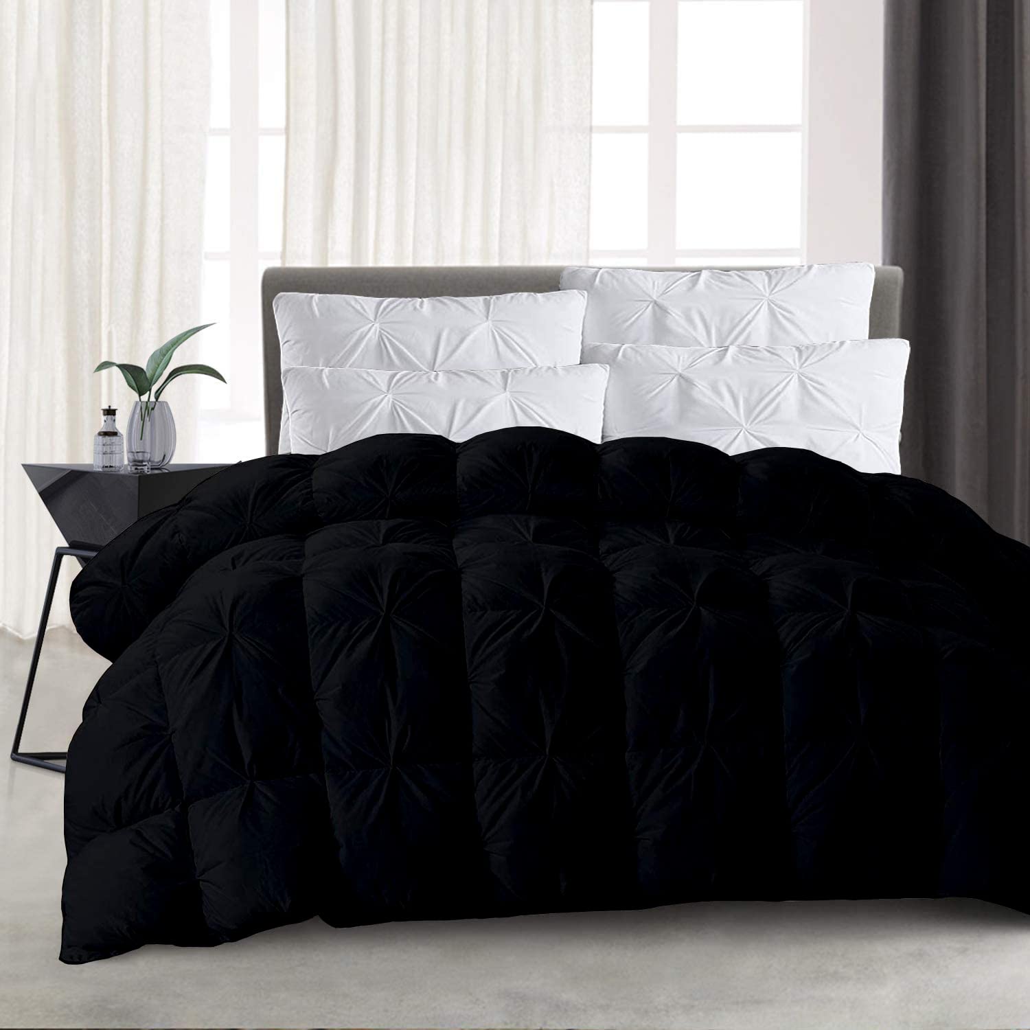 eBeddy All-Season Down Alternative Pinch Pleated Pintuck Comforter - King Size 120x98 Inches, Ultra Soft Microfiber Duvet Insert with 8 Corner Tabs, Fluffy & Breathable - Perfect for Bedroom, Guest Room, and Hotel Use