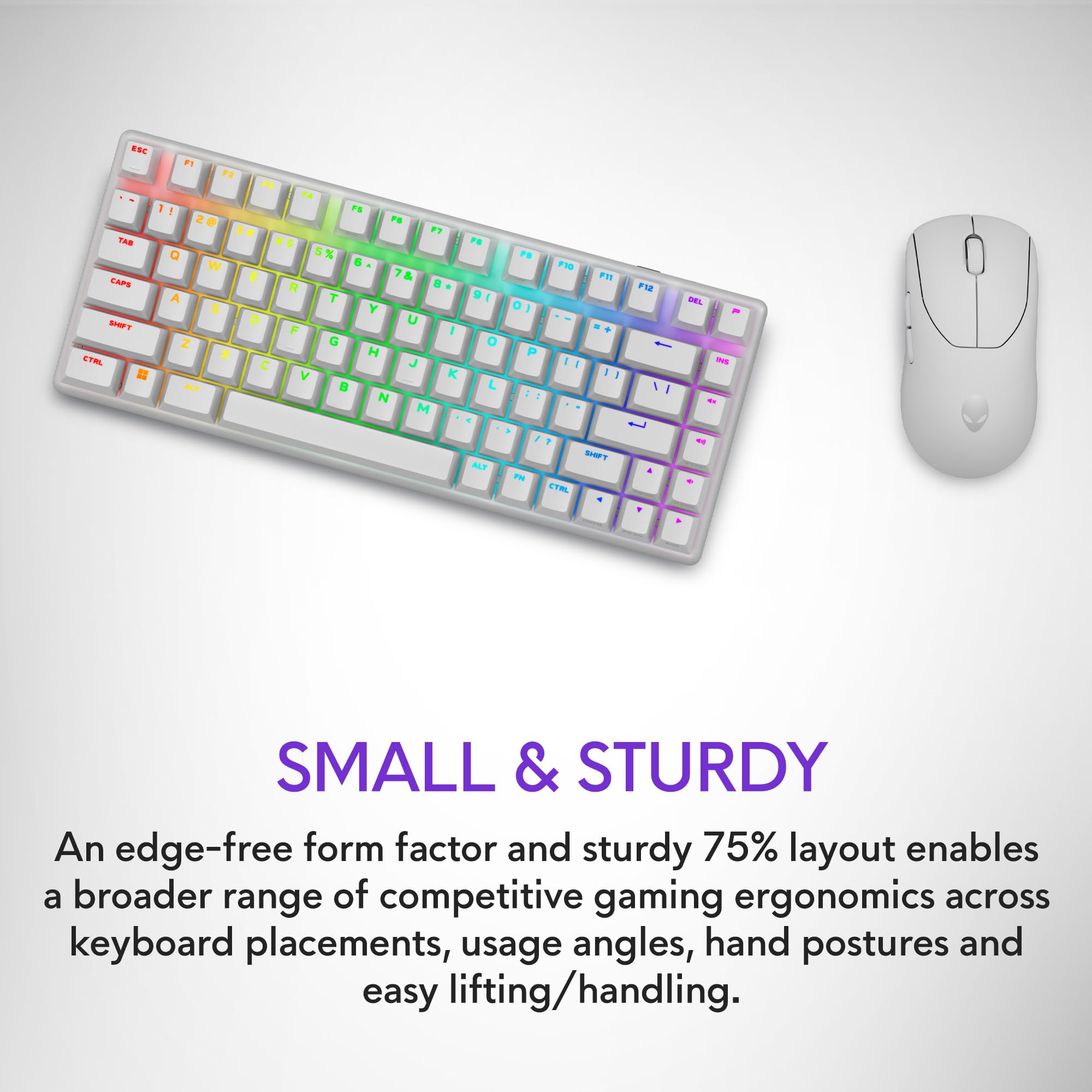 Alienware Pro Wireless Gaming Keyboard - Bluetooth 5.1, 2.4GHz RF, Linear Mechanical Switches, Hot-Swappable, Tri-Mode Connectivity, Adjustable Height (Lunar Light) - Perfect for PC Gaming, Streaming & Office Work