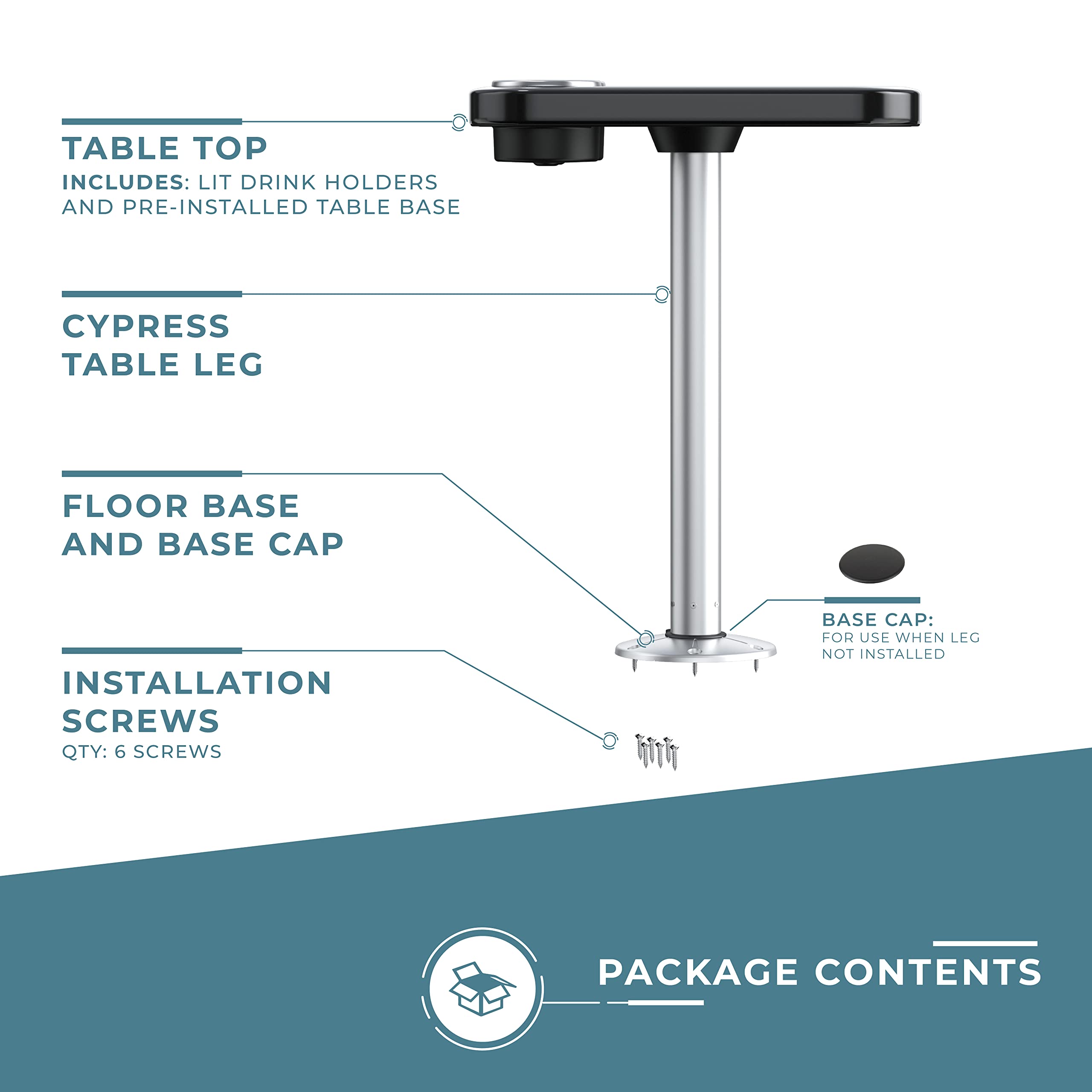 Manufacturers' Select ITC Marine Cocktail Boat Table Leg Set - Stainless Steel Pontoon Table Pedestal for Boats & Yachts | Perfect for Outdoor Dining, Entertaining & Marine Decor