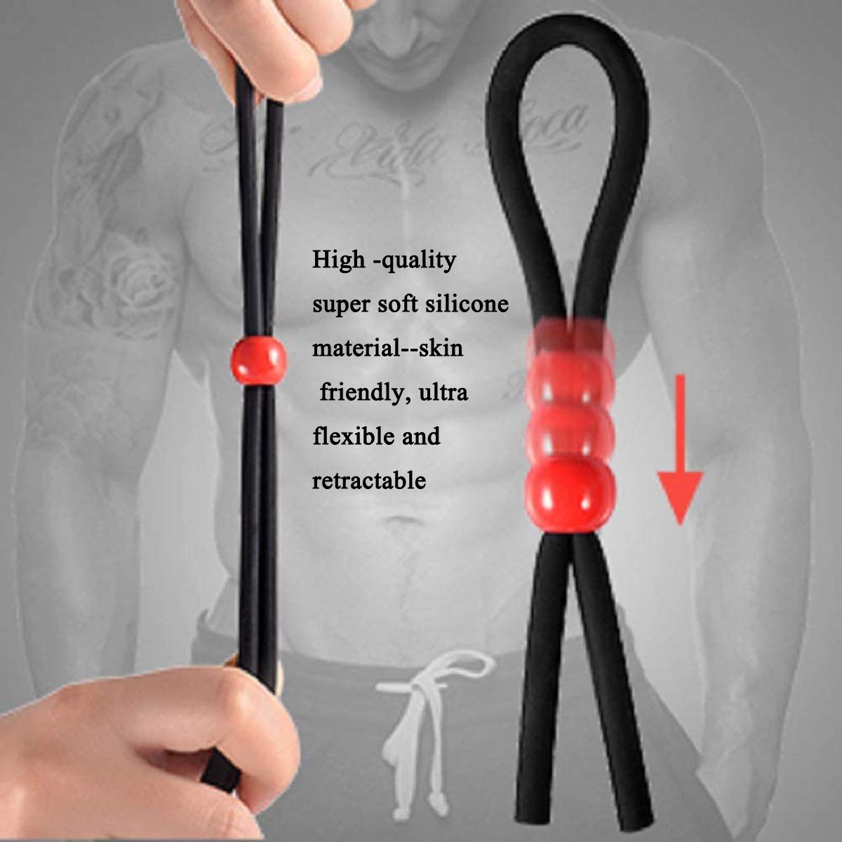 Premium Adjustable Cock Ring Set - 3 Pack Silicone Penis Rings for Men & Couples, Rope & Exercise Rings for Enhanced Pleasure, Delay & Performance - Perfect for Intimate Play, Couples Games & Sensual Workouts