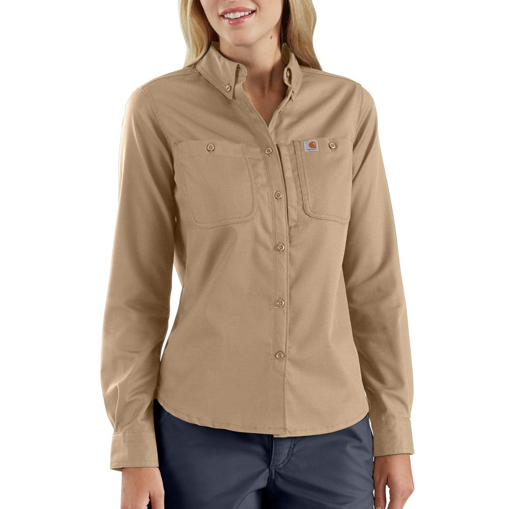 Carhartt Women's Rugged Professional Long Sleeve Work Shirt - Durable Cotton Blend for Construction, Farming & Outdoor Jobs | Comfortable All-Day Wear for Tough Work Environments