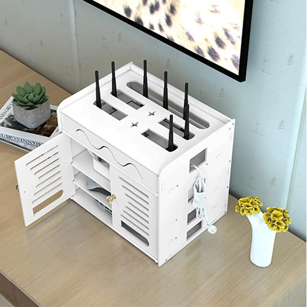 Dual-Purpose WiFi Router Storage Box - Wall & Desktop Cable Management Hider for Home & Office | Hide Power Strips & Organize Wires | Perfect for Home Decor & Workspace Organization