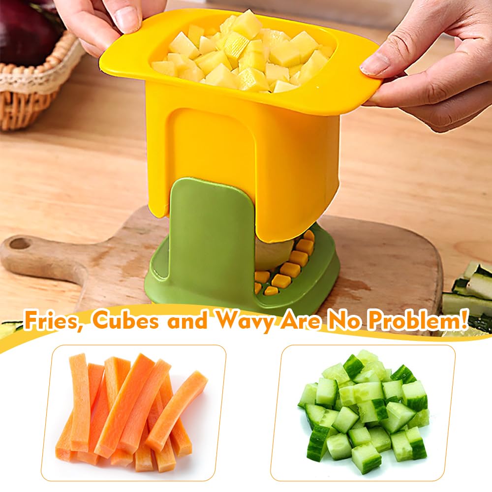 Stainless Steel French Fry Cutter - Professional Potato Slicer for Fries, Cucumbers, Carrots & Onions | Multi-Purpose Vegetable & Fruit Chopper | Perfect for Home Cooking, Restaurants & Meal Prep