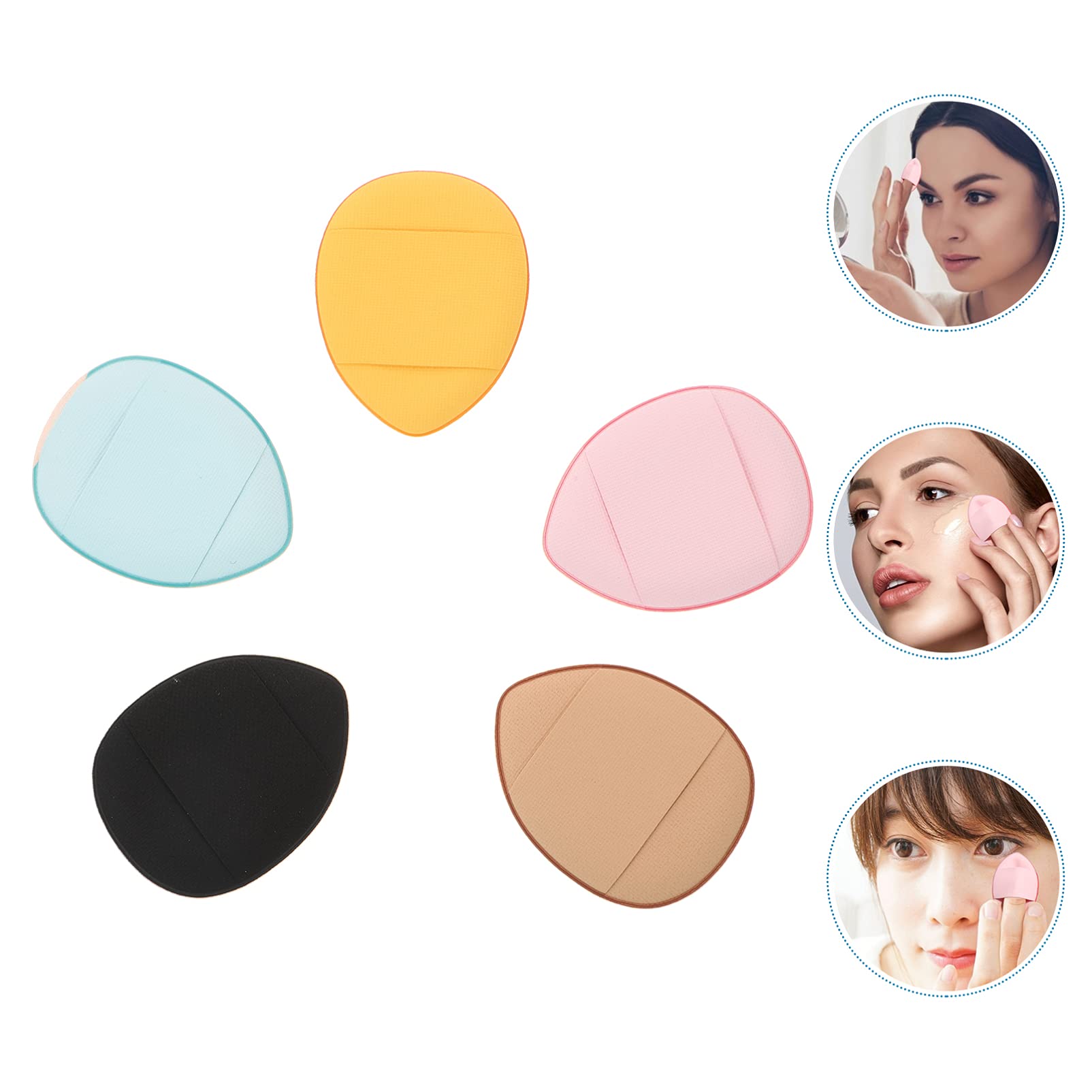 FRCOLOR 2 Sets 5pcs Makeup Sponges - Egg & Wedge Shape Blending Sponge for Foundation, Concealer & Powder | Hydrophilic Polyurethane Beauty Sponge Puffs | Perfect for Daily Makeup, Travel & Professional Use
