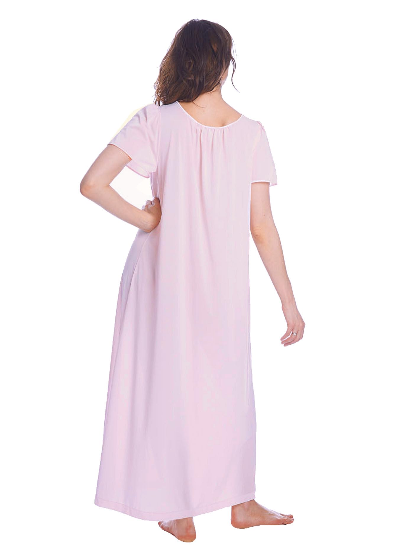 Shadowline Women's Nightgown & Long Sleeve Robe Pajama Set - Soft Nylon Sleepwear & Peignoir for Cozy Nights, Loungewear & Bridal Gift