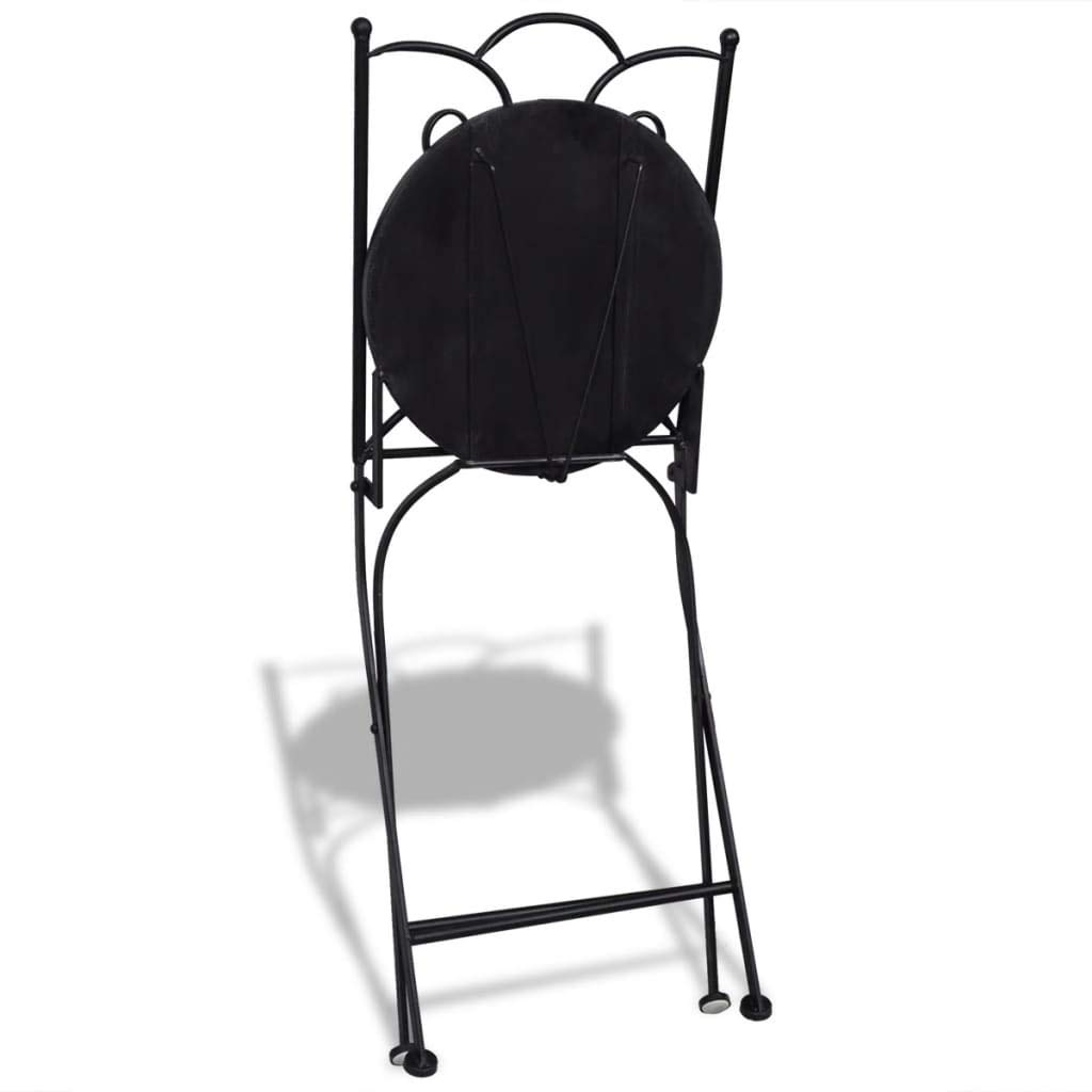 3 Piece Black and White Ceramic Tile Bistro Set - Cast Aluminum Outdoor Dining Chairs & Table for Patio, Garden, Yard - Antique Copper Finish | Perfect for Small Spaces, Balcony Decor & Coffee Time