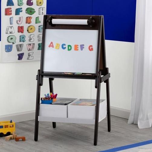 MySize Double Sided Storage Easel - Adjustable Kids Art Easel with Dry Erase & Chalkboard - Perfect for Home, Classroom & Preschool Learning Activities
