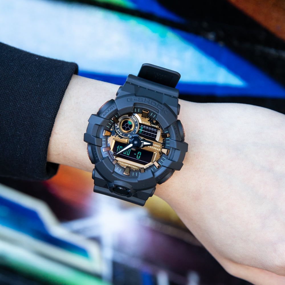 G Shock GA700RC-1 Black & Rust Digital Sport Watch for Men - Rugged Military Style, Shock Resistant - Perfect for Outdoor Adventures, Workouts & Everyday Wear