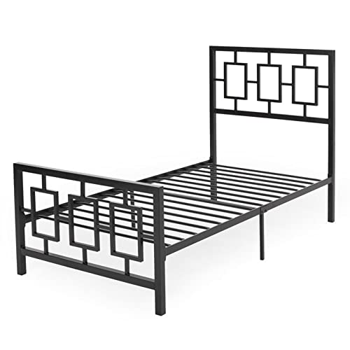 Noble House Claudia Modern Iron Twin Bed Frame in Flat Black - Sturdy Metal Bed Frame for Kids & Teens, Perfect for Small Bedrooms & Guest Rooms