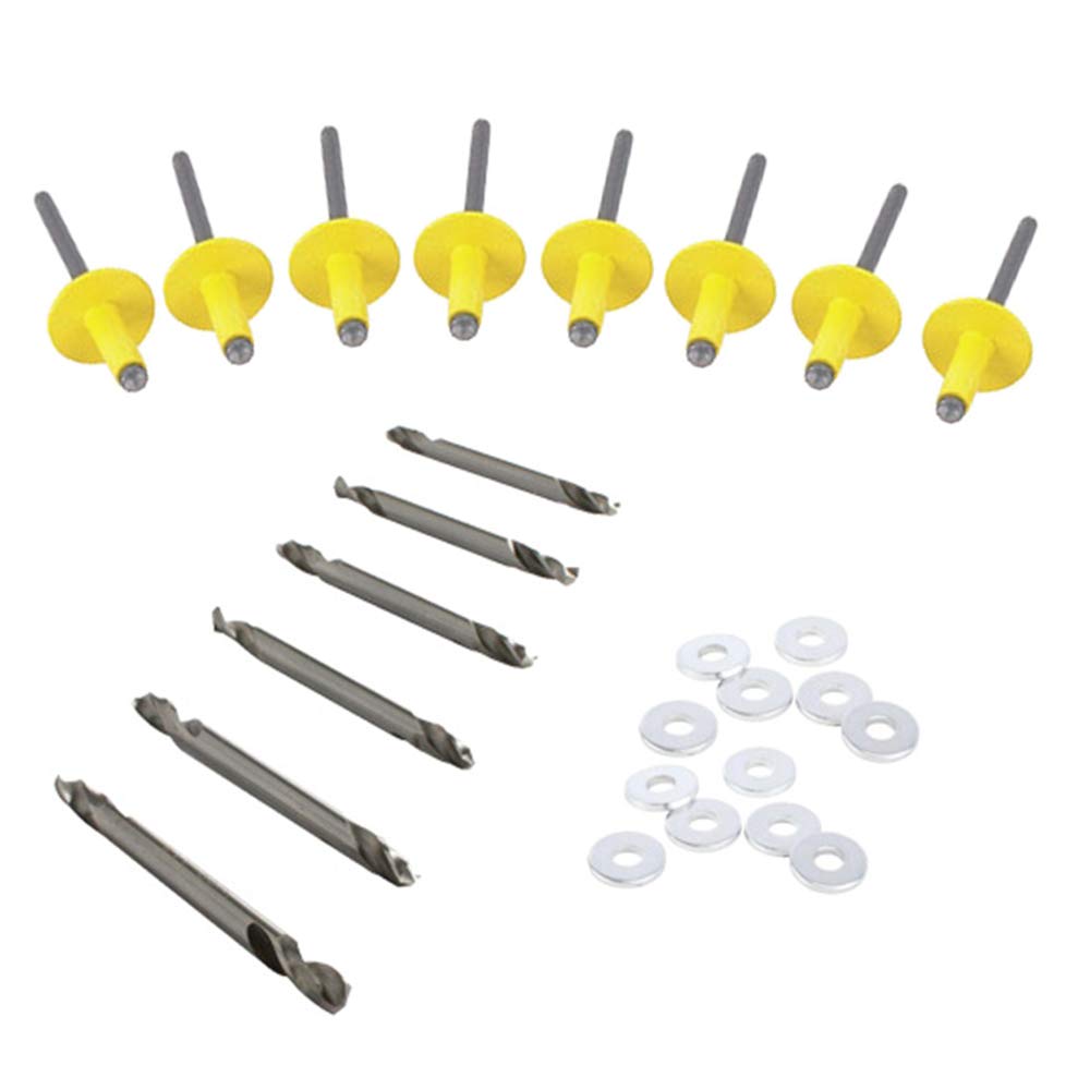 500-Piece Large Head Rivet Kit with Drill Bits - 3/16 Inch Yellow Rivets for Metal, Leather, Woodworking & DIY Projects - Heavy Duty Fasteners for Automotive, Crafts & Home Repairs