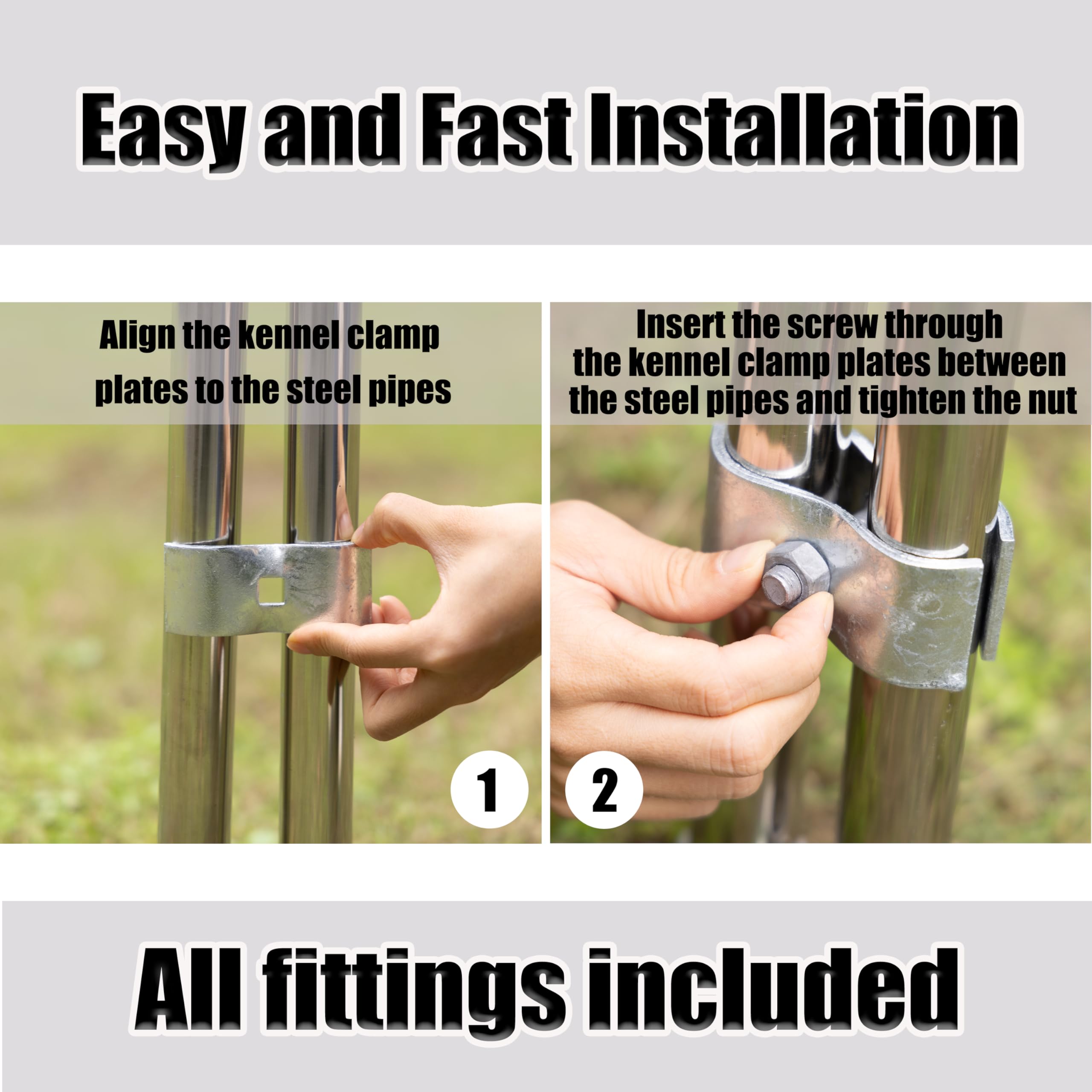 Heavy Duty Galvanized Steel Dog Kennel Panel Clamps for 1-3/8