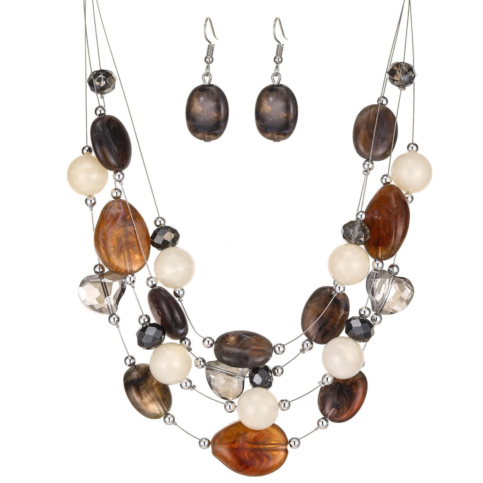 Chunky Beaded Necklace Set for Women - Colorful Layered Statement Jewelry Gift for Her, Perfect for Parties & Date Nights