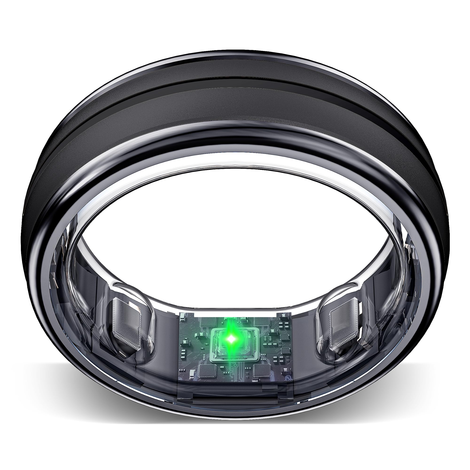 Smart Fitness Ring for Women & Men - Sleep & Step Tracker with Heart Rate Monitor | Waterproof Health Activity Tracker | Compatible with iOS & Android | No App Subscription | Perfect for Workouts, Running & Daily Health Monitoring (Black, Size 8)