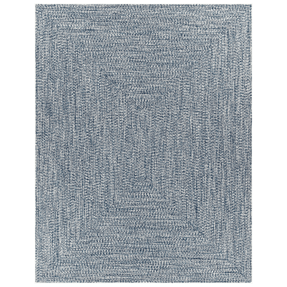 Durable Machine Woven Outdoor Rug for Patio & Deck - Chesapeake Bay Denim Blue - All-Weather Resistant & Easy to Clean - Perfect for Backyard, Poolside & Garden Decor