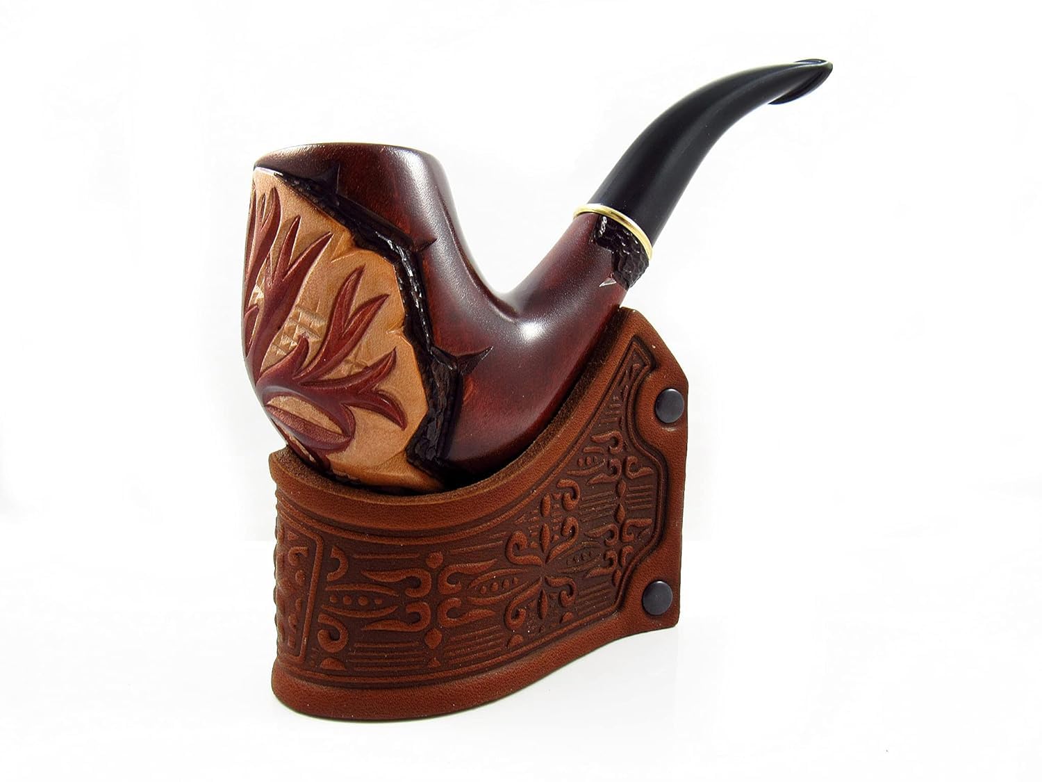 Premium Genuine Leather Tobacco Pipe Stand - Handcrafted for Pipe Smokers (Nordic G) | Perfect for Home, Office & Smoking Lounges