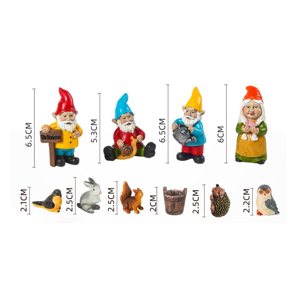 10Pcs Miniature Gnomes Set - Hand-Painted Garden Gnome Figurines with Accessories - Perfect for Home Decor, Fairy Gardens & Outdoor Display - Unique Gift Idea for Christmas & Birthday