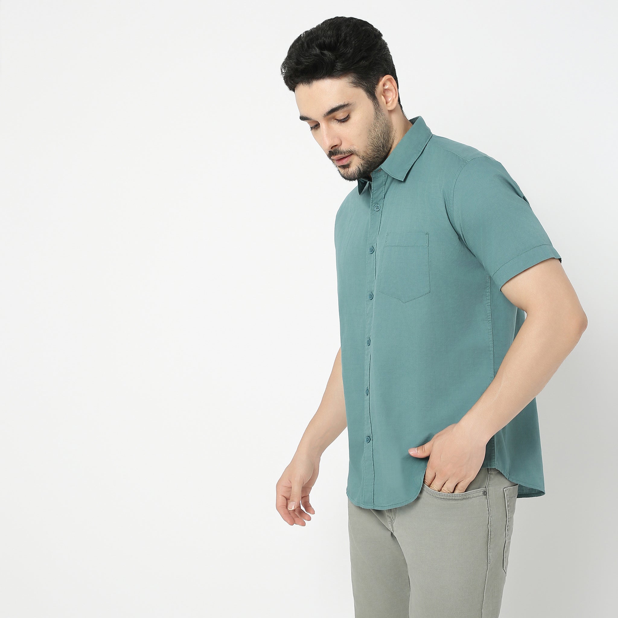 Easy Shirt™ 100% Cotton Mocklin Slub Regular Fit Solid Casual Shirt for Men | Comfortable Everyday Wear | Office, Weekend & Outdoor Activities