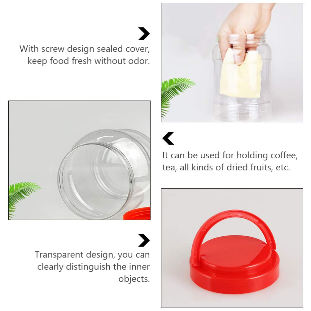 Hemoton 4-Piece Clear Plastic Storage Jars - Airtight Food Containers for Kitchen Pantry, Tea, Coffee, Spices & Dry Goods | Perfect for Organizing & Storing Snacks, Flour, Sugar, Cookies & More