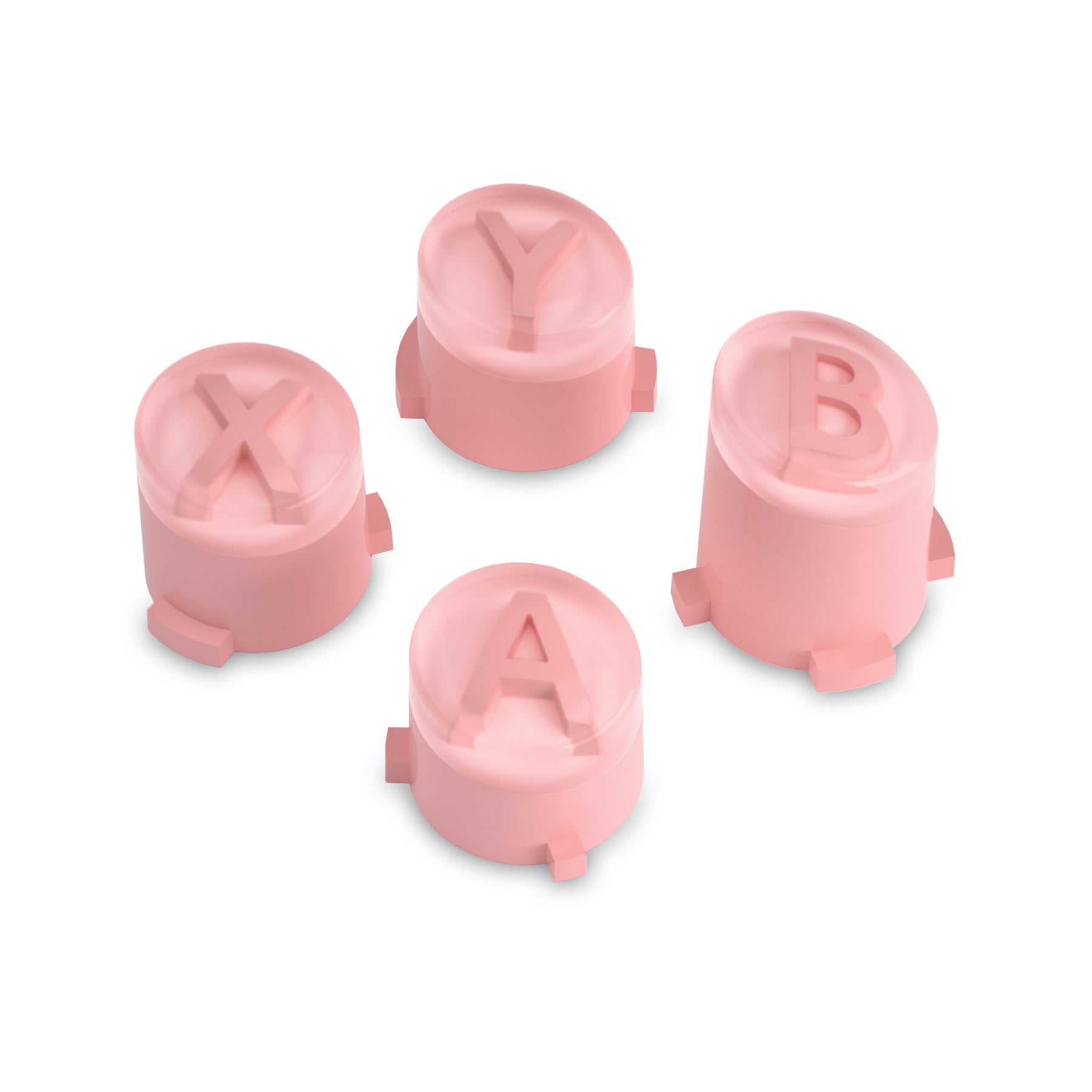 eXtremeRate Two-Tone ABXY Action Buttons with Classic Symbols - Compatible with Xbox Series X/S, Xbox One S/X & Elite V1/V2 Controllers (Carmine Pale Red & Clear) - Perfect for Gaming Enthusiasts & Custom Controller Mods