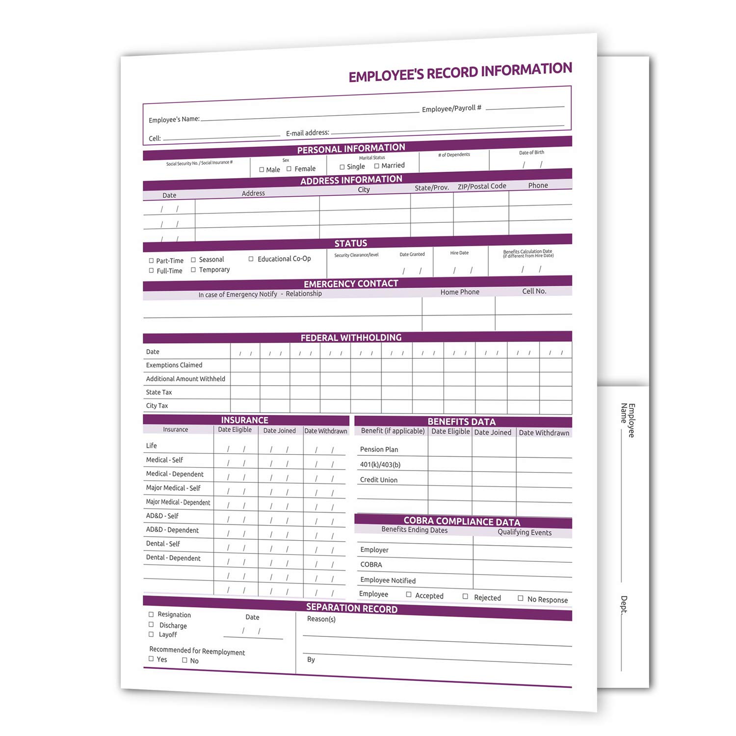 NextDayLabels - 25 Pack Secure Employee Record Folders | Preprinted Discreet Personnel Files for HR & Office Organization | Perfect for Employee Documentation, Confidential Records & Workplace Filing Systems