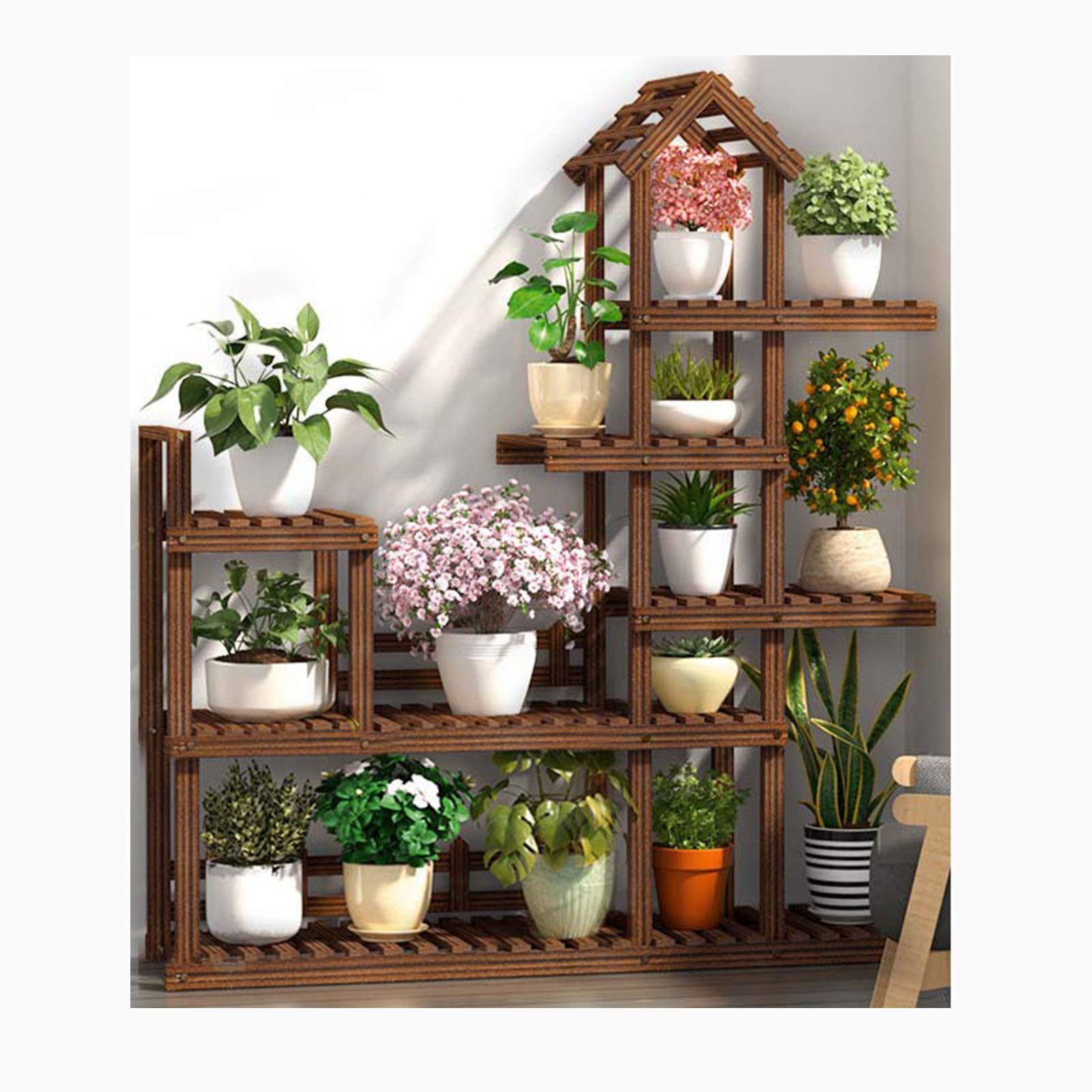 Multi-Tier Wood Plant Stand - 3 Tier Flower Shelf Holder for Potted Plants, Indoor Outdoor Garden Display Rack for Patio, Balcony, Living Room, Porch - Perfect for Small Space Gardening and Home Decor
