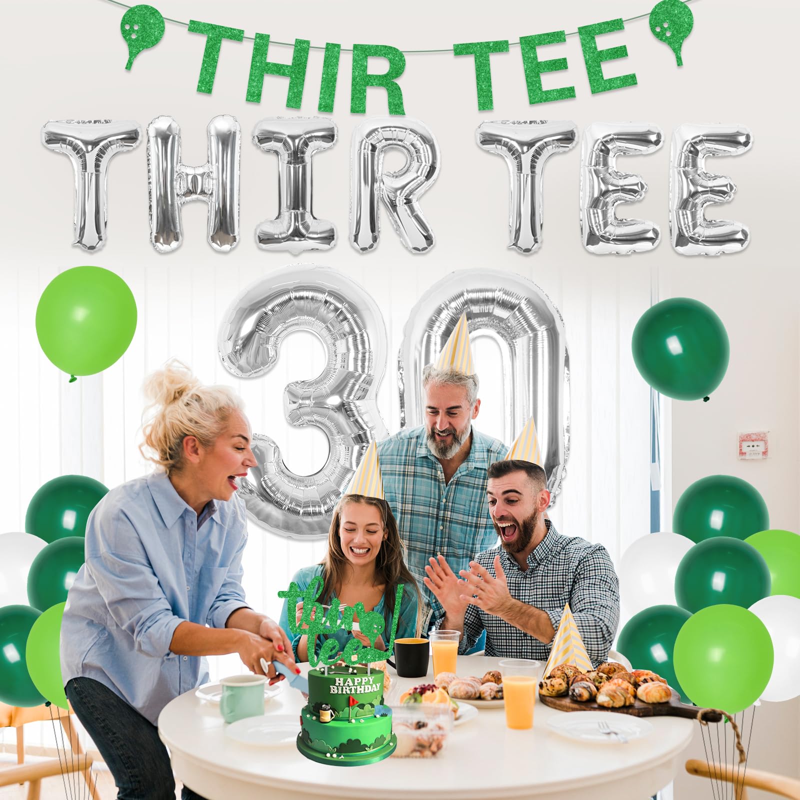 30th Birthday Golf Decorations for Men - Thir-Tee Birthday Banner, Cake Topper & Glitter Party Supplies | Perfect for Golf-Themed 30th Birthday Celebrations & Sports Lover Parties