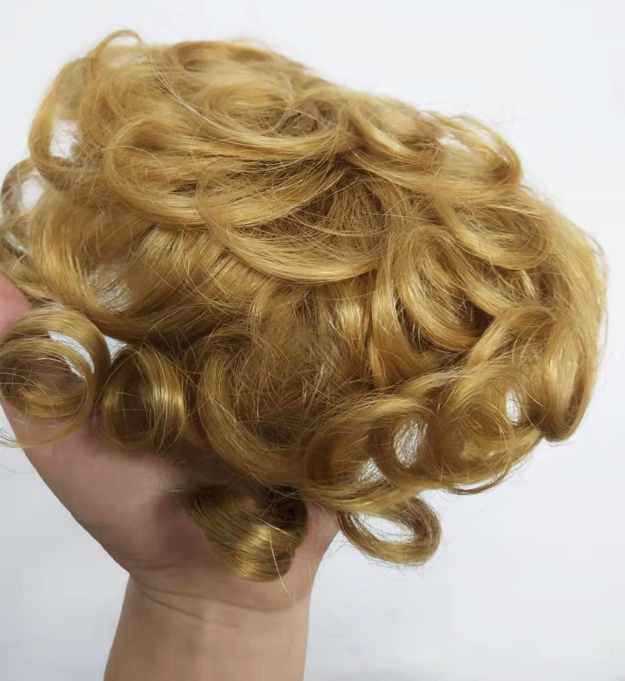 Natural Human Hair Topper Closure | 13x13cm Curly Clip-in Hairpiece | Short Curly Hair Weaving Replacement Wiglet for Women with Thinning Hair | 10inch Honey Blonde Color | Perfect for Daily Wear, Parties & Special Occasions