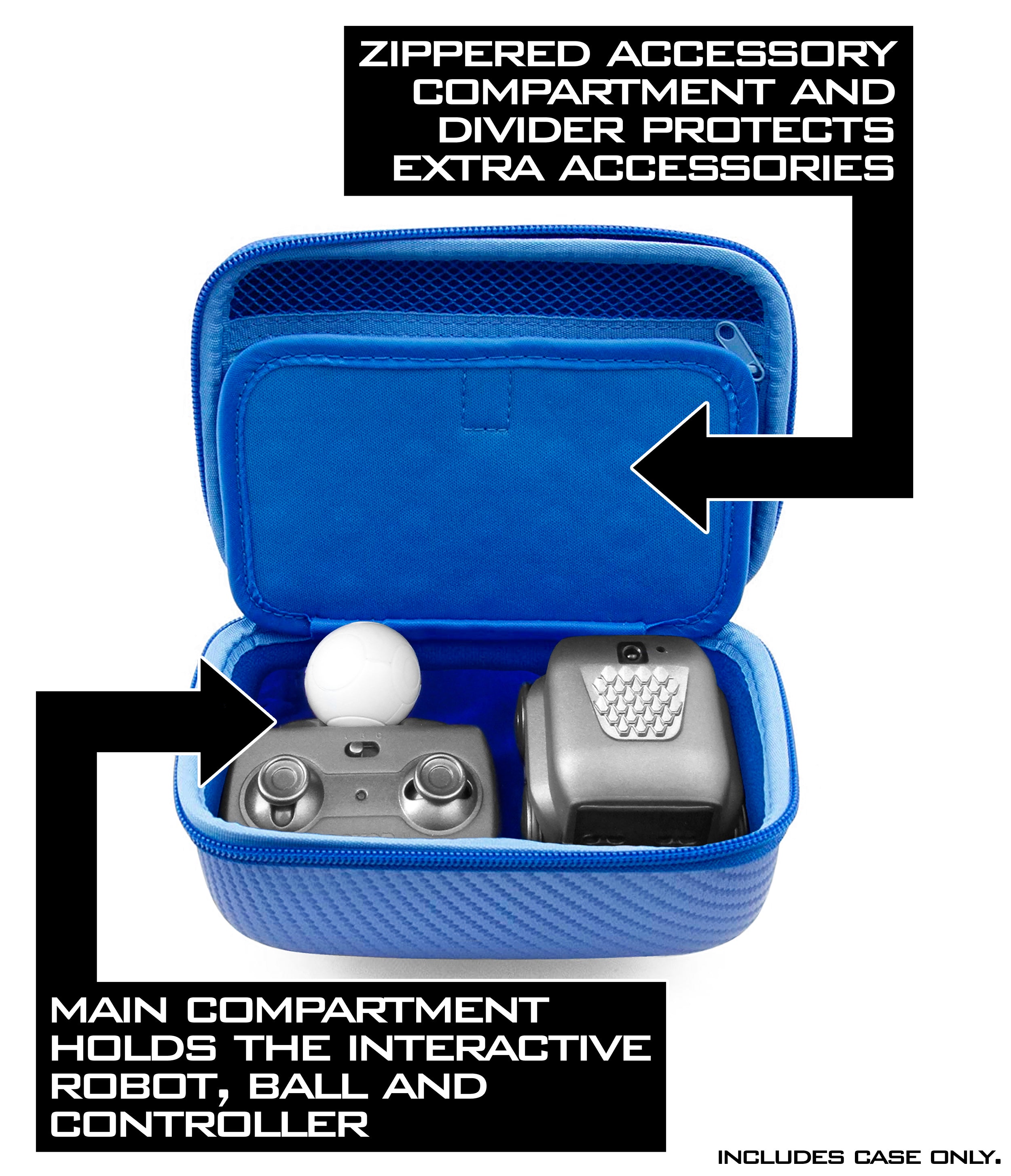 CASEMATIX Blue Storage Case for Boxer Interactive AI Robot - Includes Toy Box & Felt Bag for Game Activating Cards | Protective Case Only | Perfect for Travel, Home Organization & Robot Accessories Storage