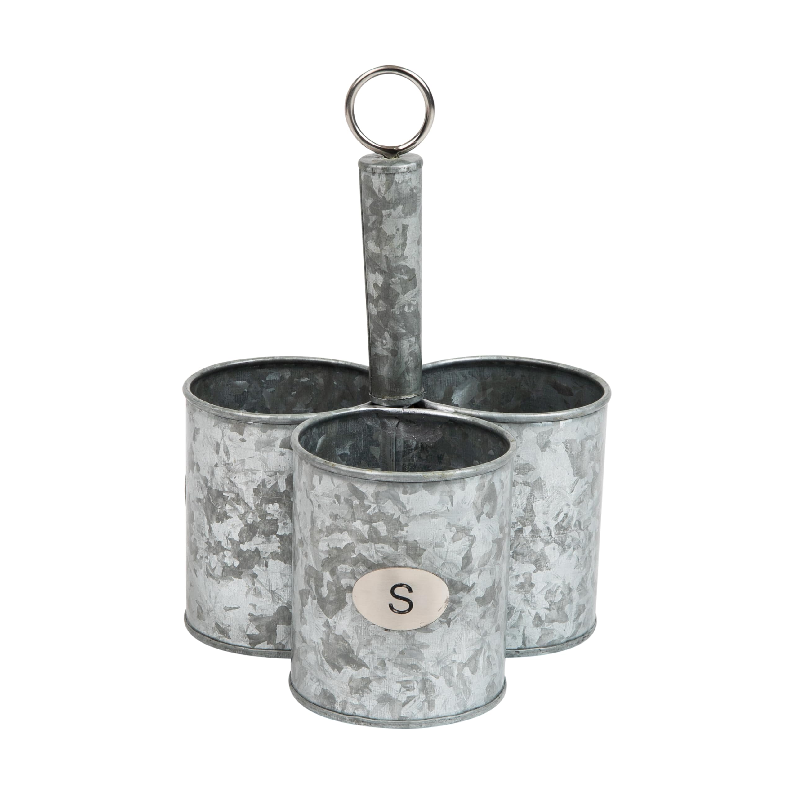 Mind Reader Silverware Organizer - Galvanized Metal Utensil Holder & Cutlery Caddy, 7