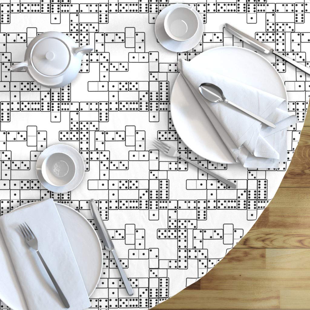 Custom Printed Black & White Game Board Design Cotton Sateen Tablecloth 90