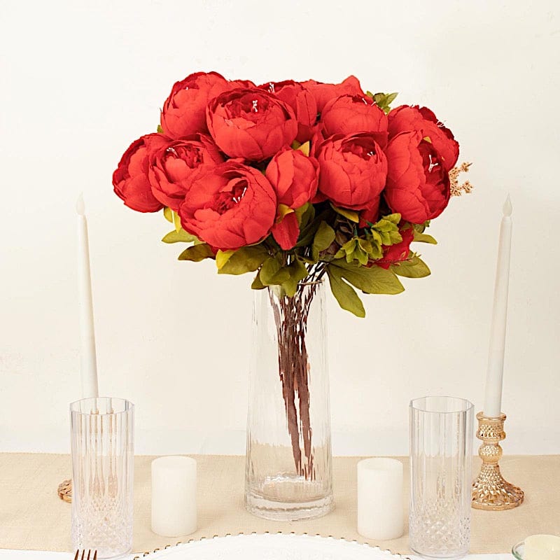 2 Pack 19 Stems Silk Peony Flowers Artificial Floral Arrangement - Perfect for Home Decor, Wedding Centerpieces & Office Tabletop Decoration